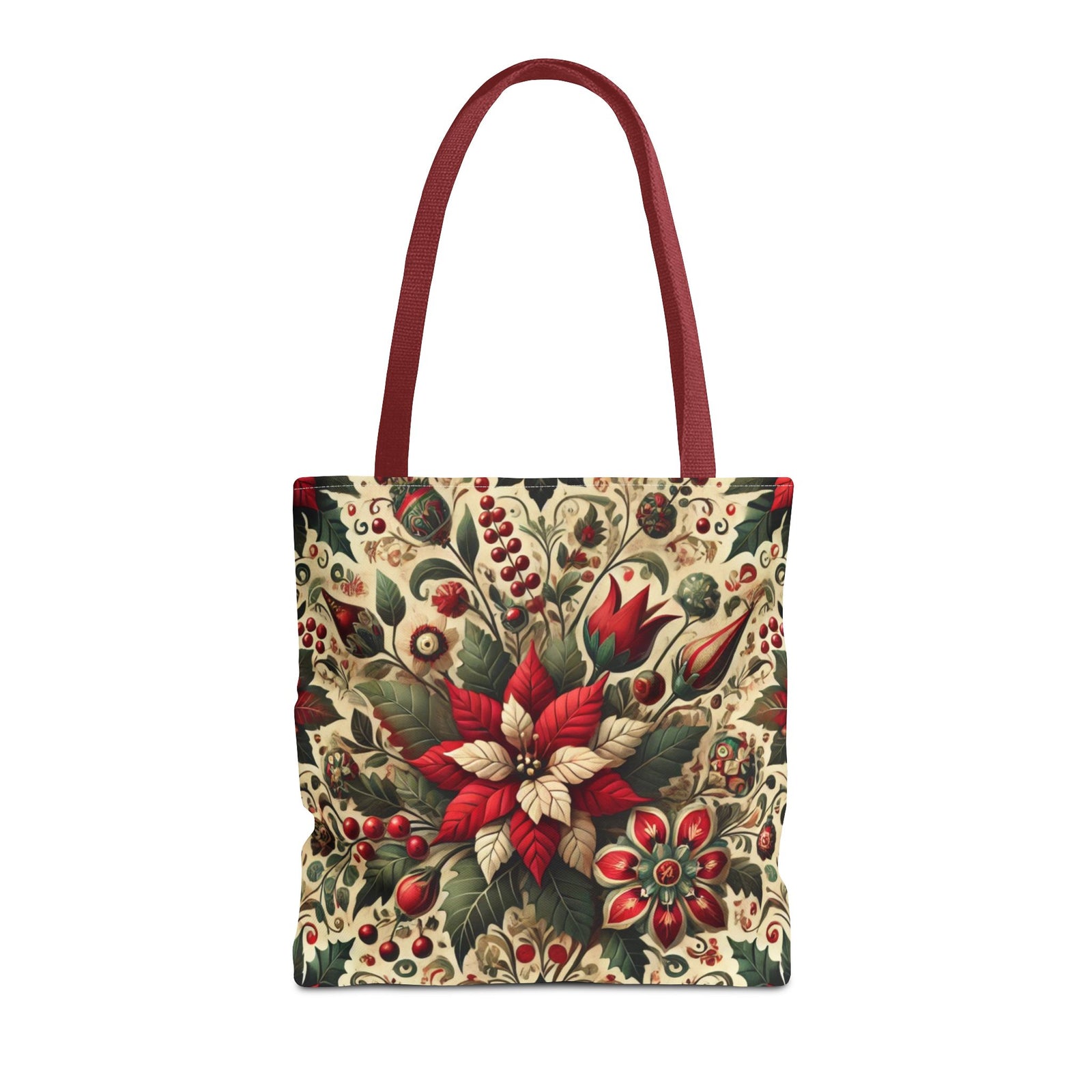Christmas Poinsettia Floral Art Holiday Tote Bag
