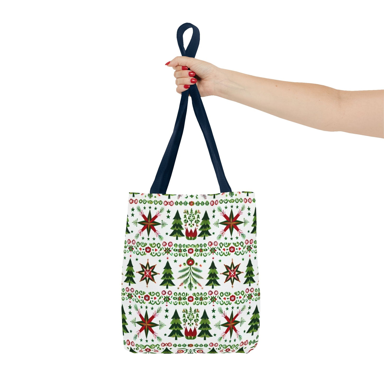 Polish Christmas Folk Art Pattern Stars Pines & Florals Tote Bag