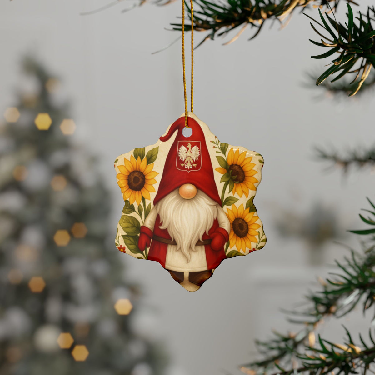 Cute Polish Gnone Ceramic Ornament