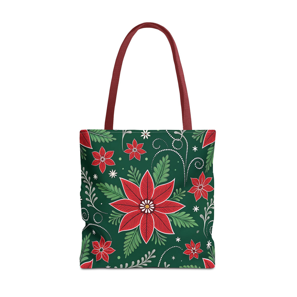 Christmas Poinsettia Folk Art Tote Bag
