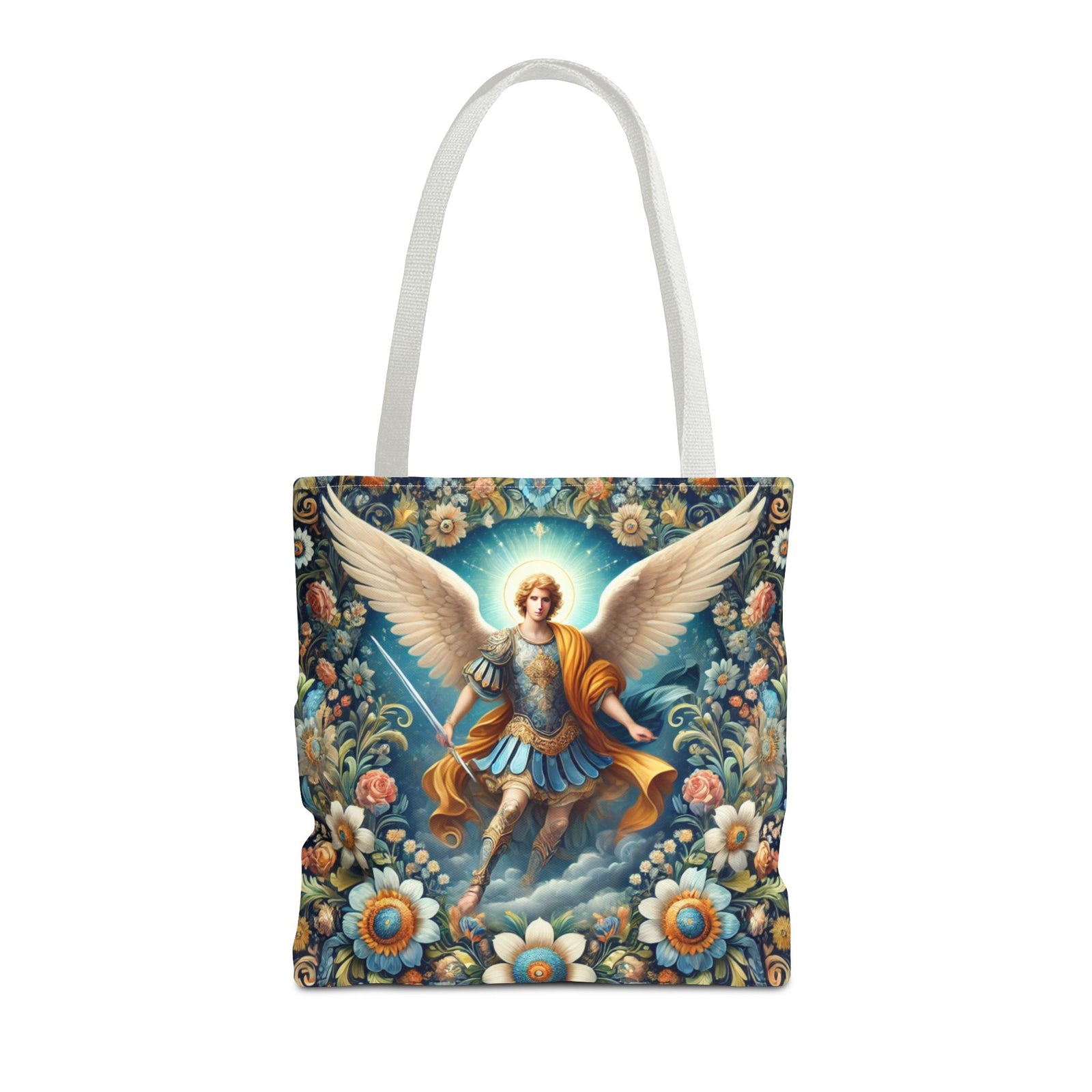 Archangel Michael Floral Tote Bag