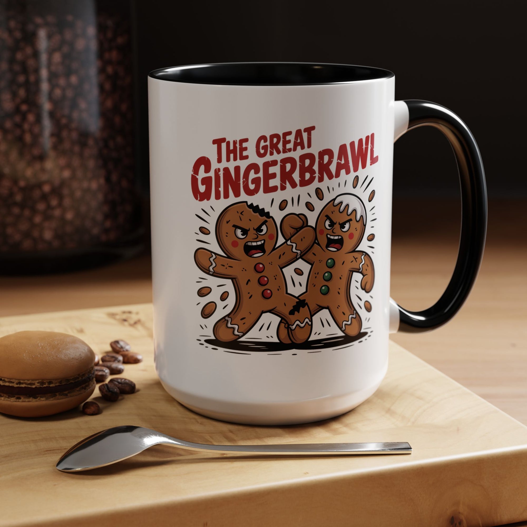 Gingerbread Man GingerBrawl Coffee Mug With Color Inside