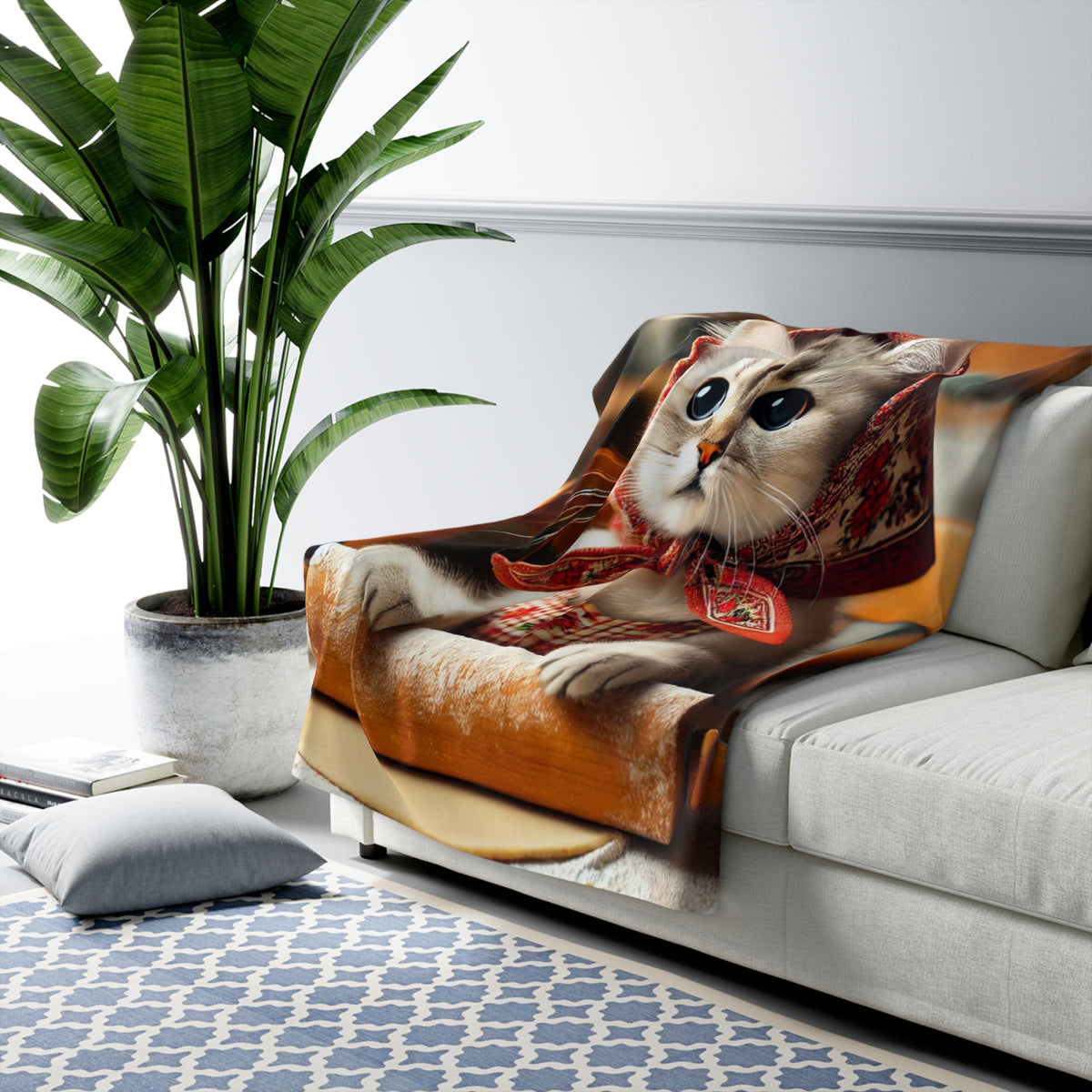 Cute Polish Cat Sherpa Fleece Blanket