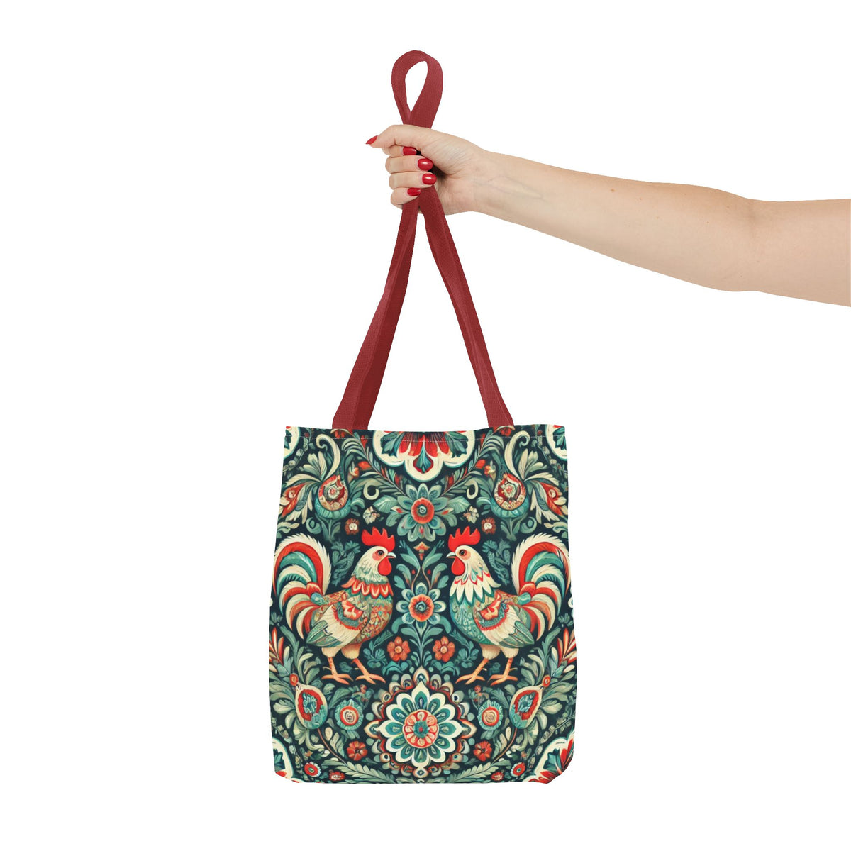 Polish Wycinanki Chickens Floral Design Tote Bag