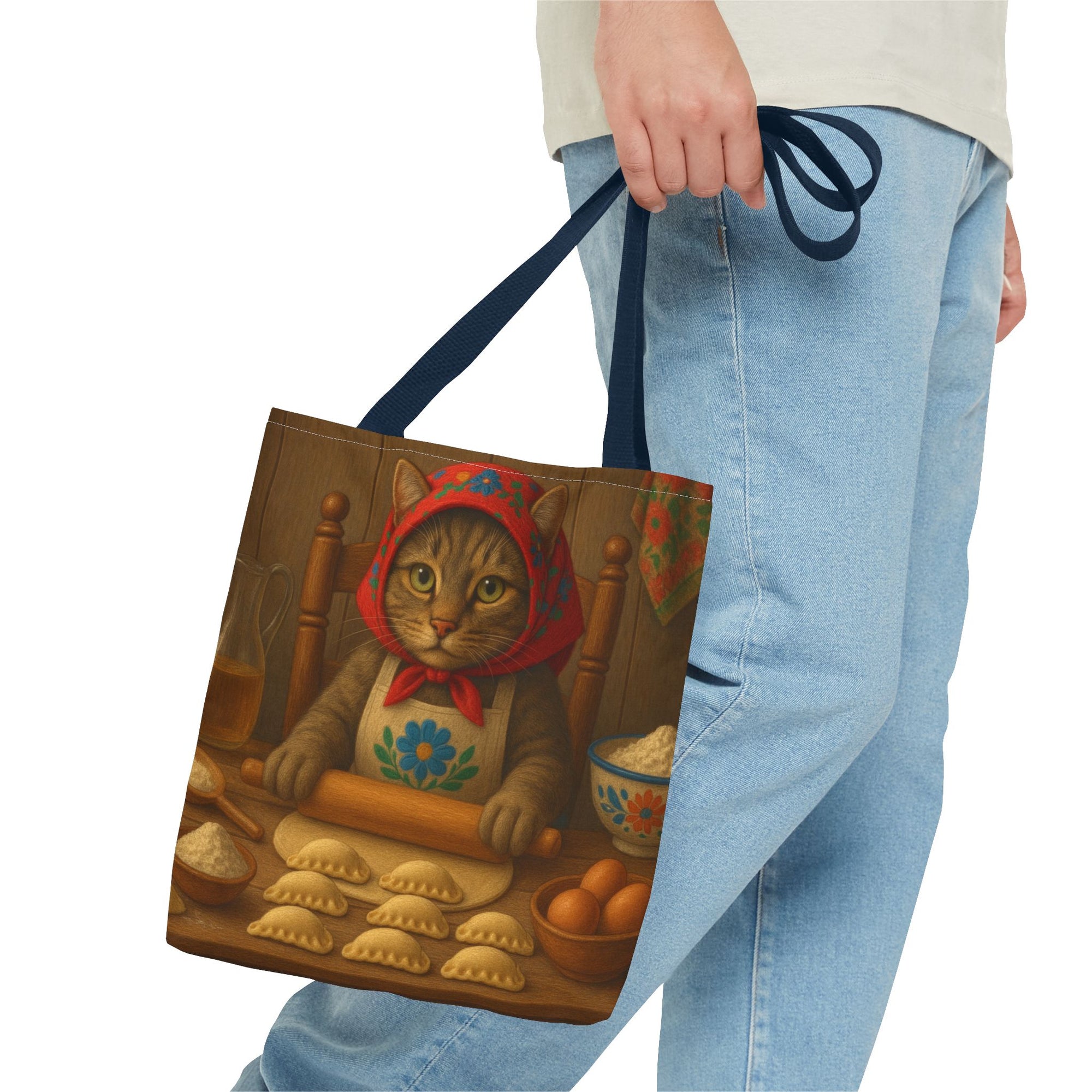 Slovak Babka Cat Making Pirohy Tote Bag