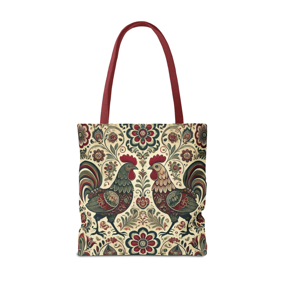 Retro Themed Polish Wycinanki Rooster Pattern Folk Art Tote Bag