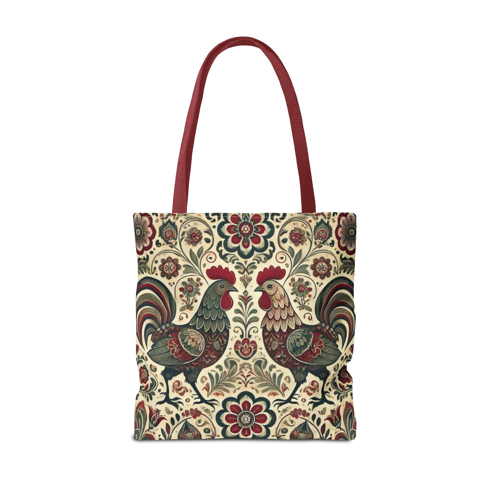 Retro Themed Polish Wycinanki Rooster Pattern Folk Art Tote Bag
