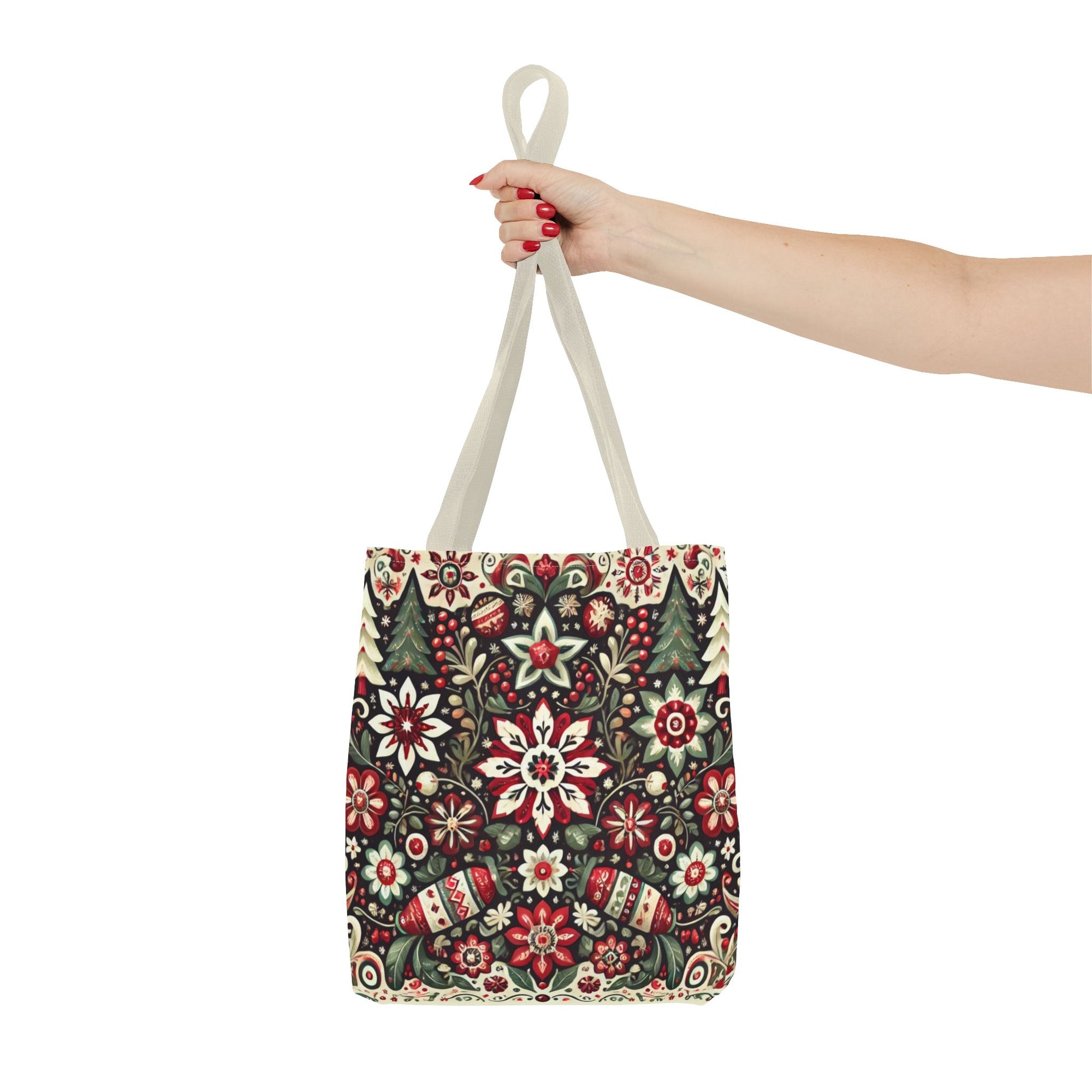 Antique Holiday Retro Christmas Folk Art Tote Bag