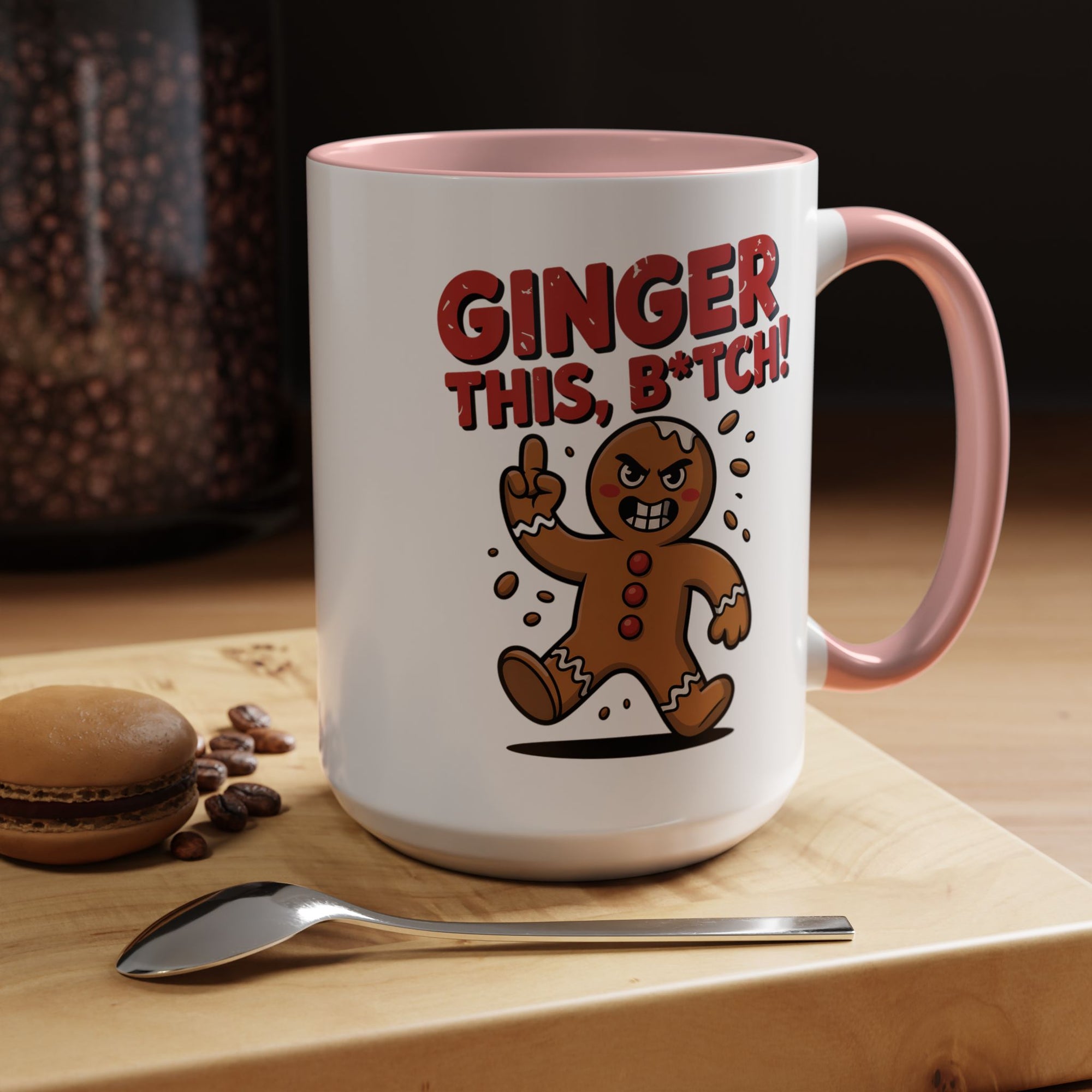 Angry Gingerbread Man Coffee Mug With Color Inside