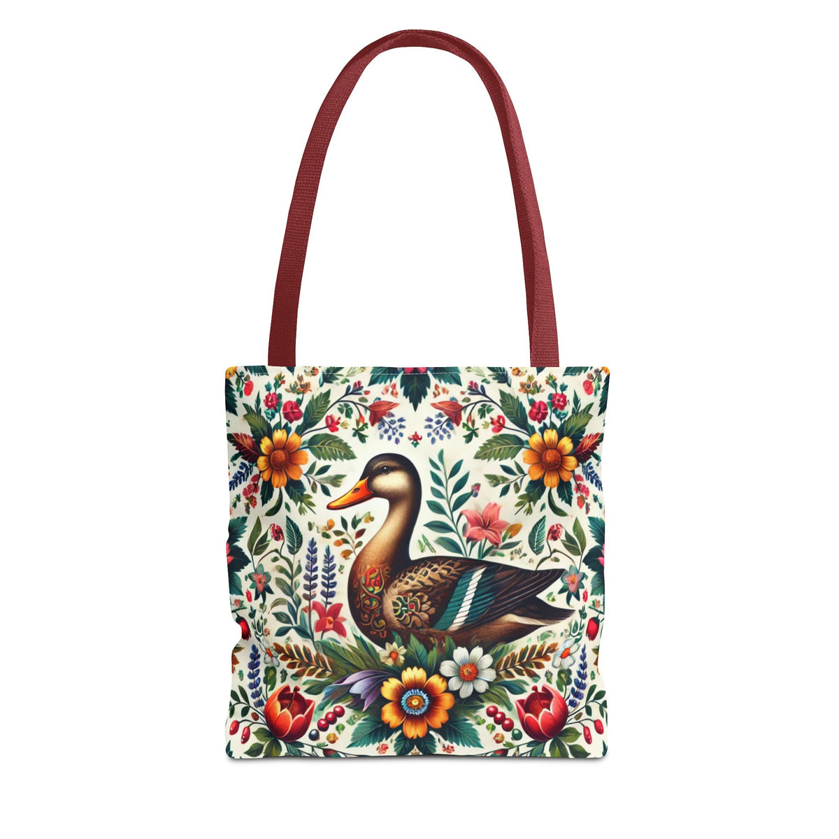 Duck Folk Art Floral Tote Bag