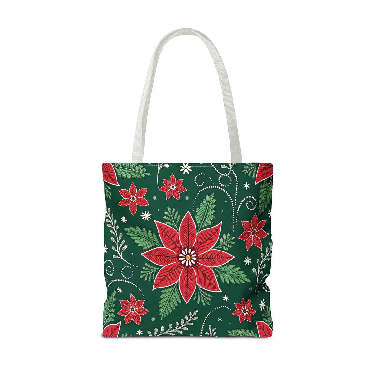 Christmas Poinsettia Folk Art Tote Bag
