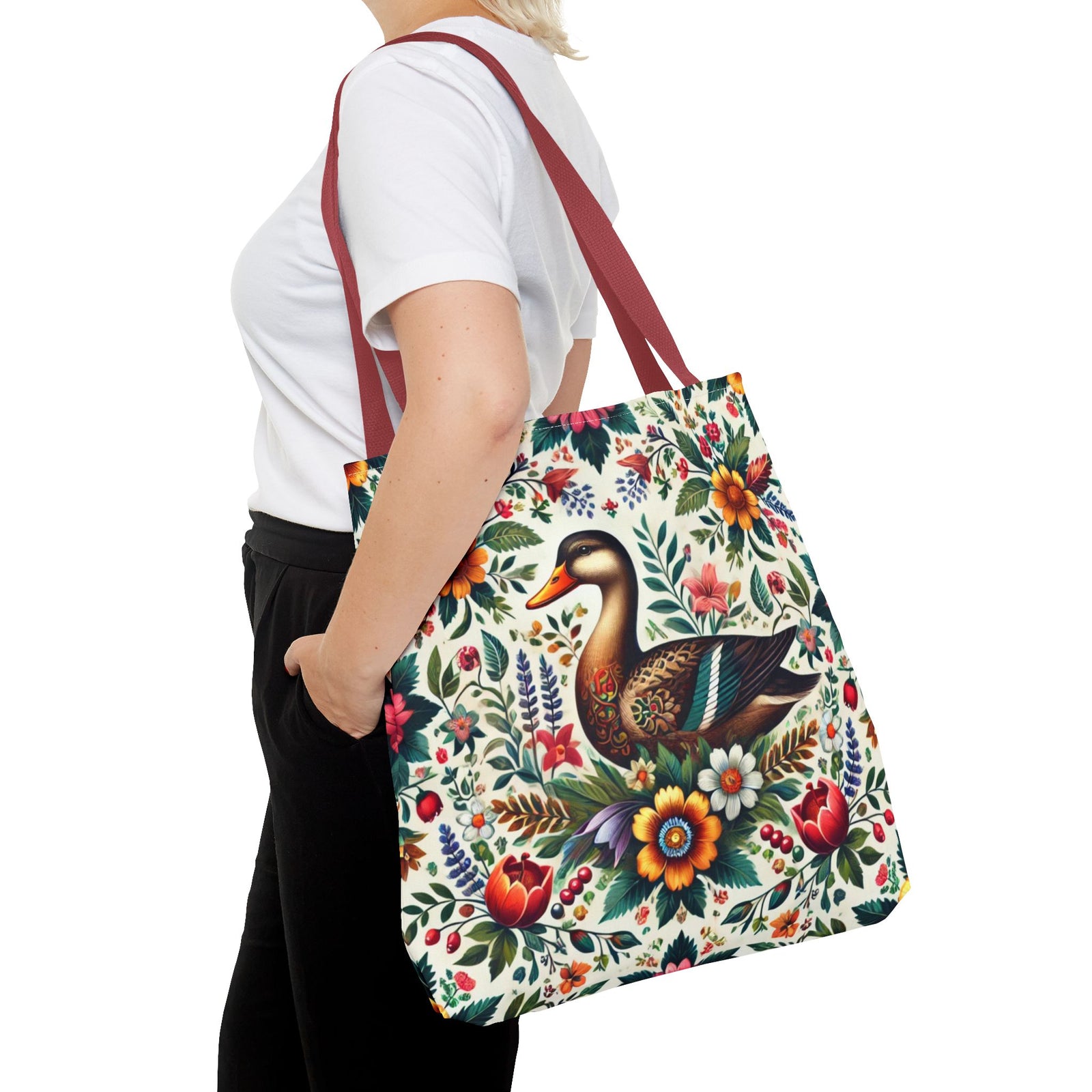 Duck Folk Art Floral Tote Bag