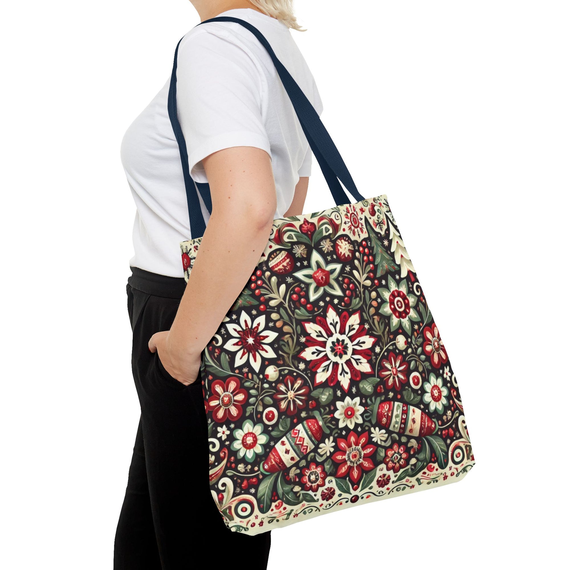 Antique Holiday Retro Christmas Folk Art Tote Bag