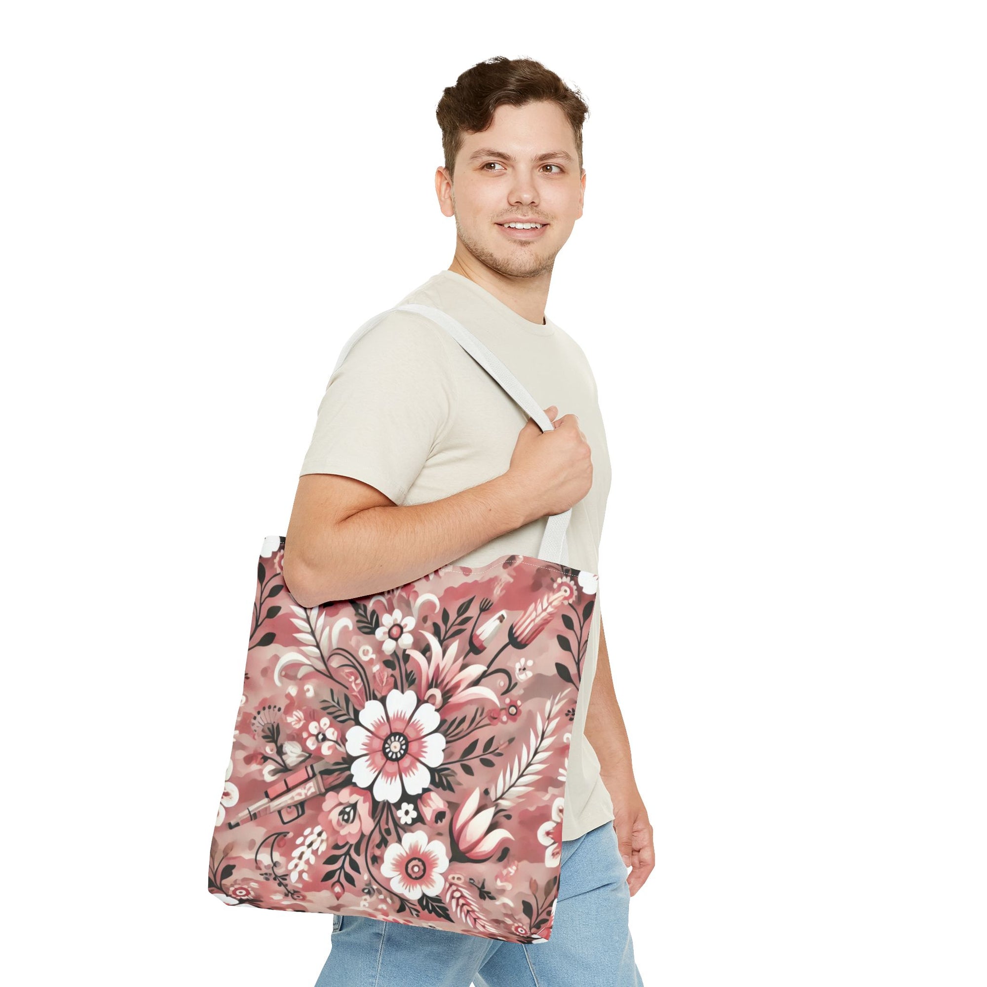 Pink Camouflage Floral Pattern Tote Bag