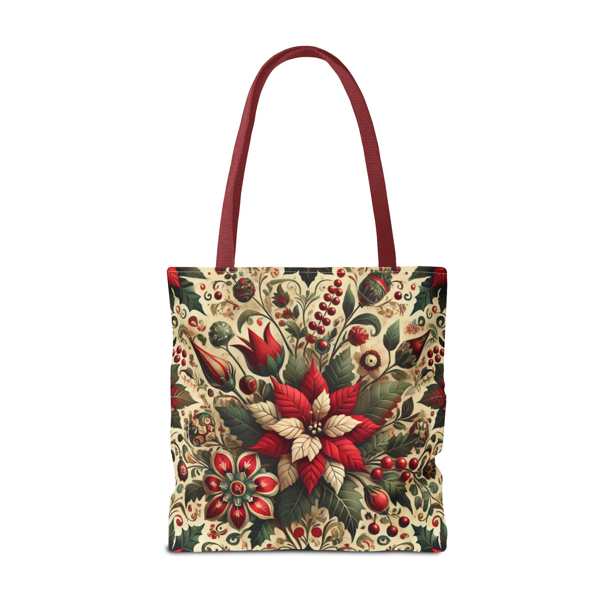 Christmas Poinsettia Floral Art Holiday Tote Bag