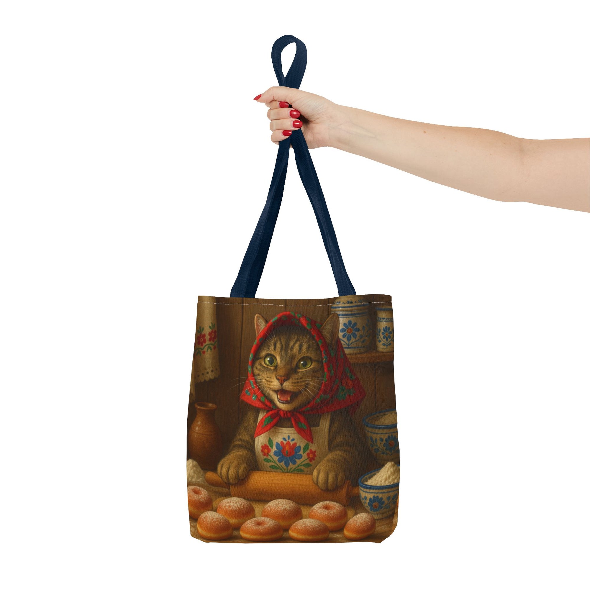 Babushka Cat Making Paczki Polish Donuts Tote Bag