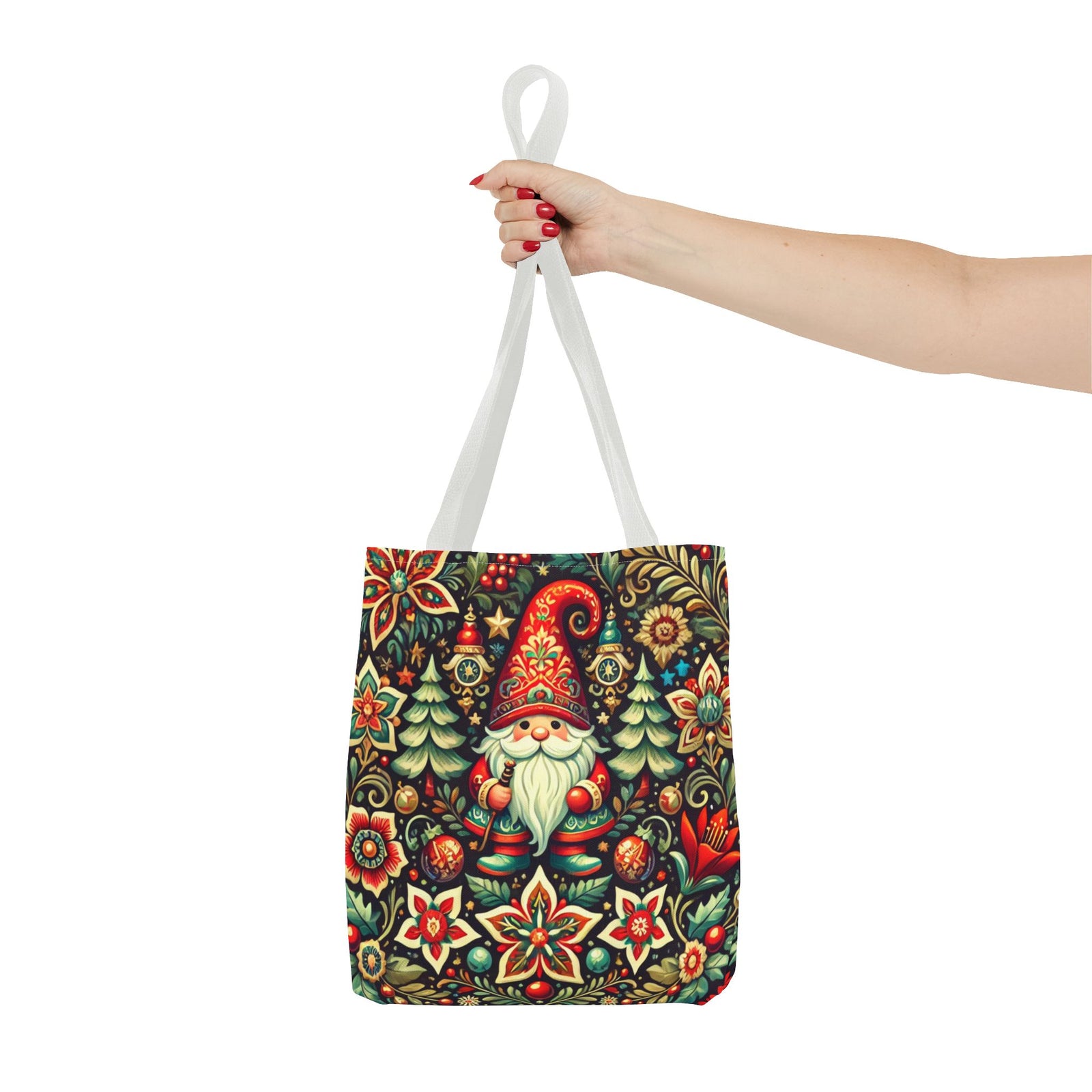 Christmas Gnome Festive Holiday Polish Folk Art Pattern Tote Bag