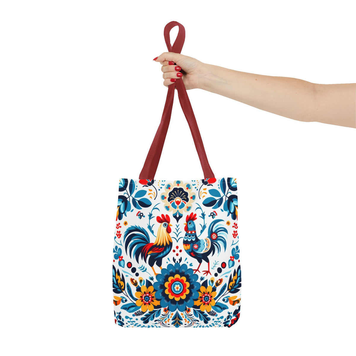 Vibrant Polish Chicken Pattern Floral Design Tote Bag