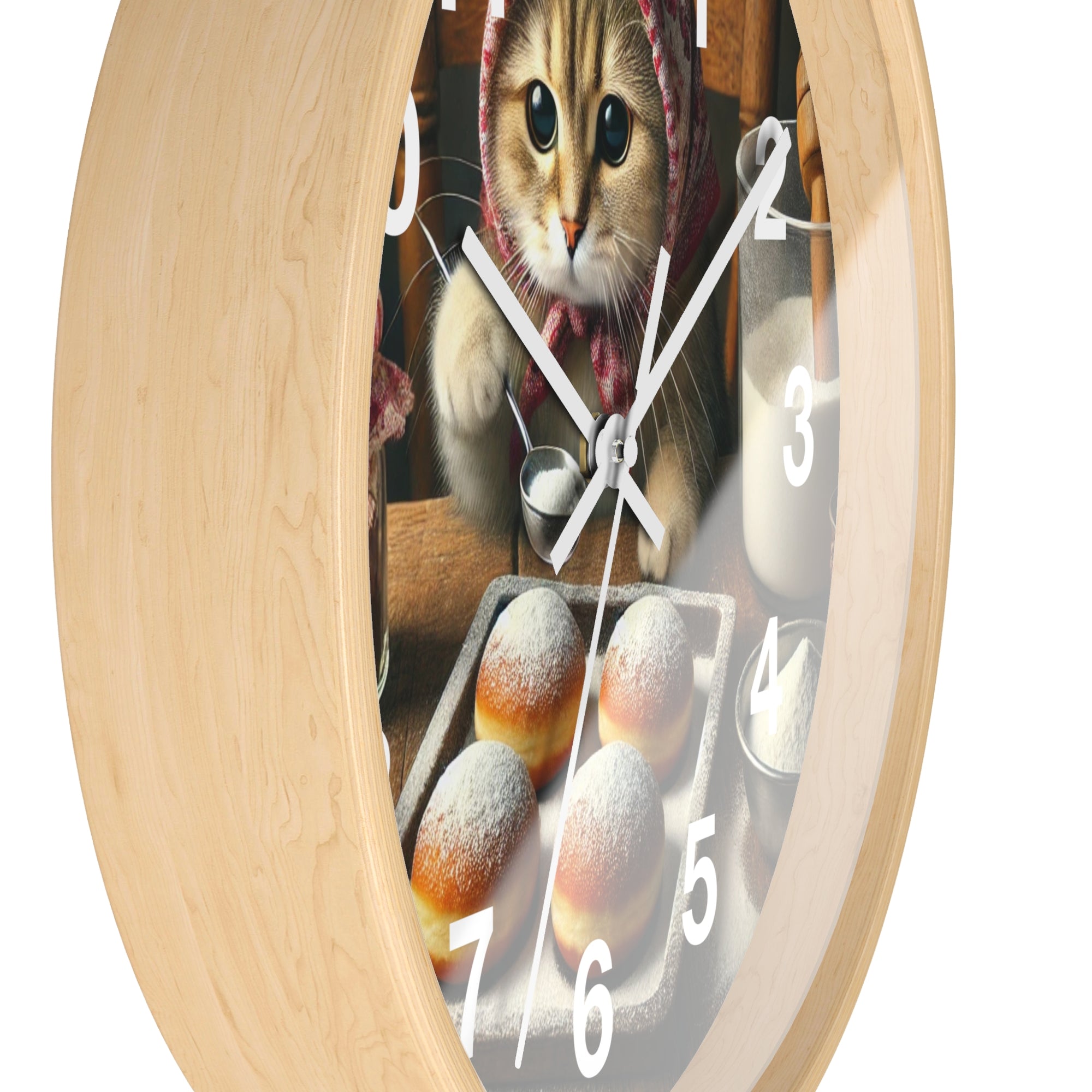 Cute Polish Cat Making Paczki Wall Clock