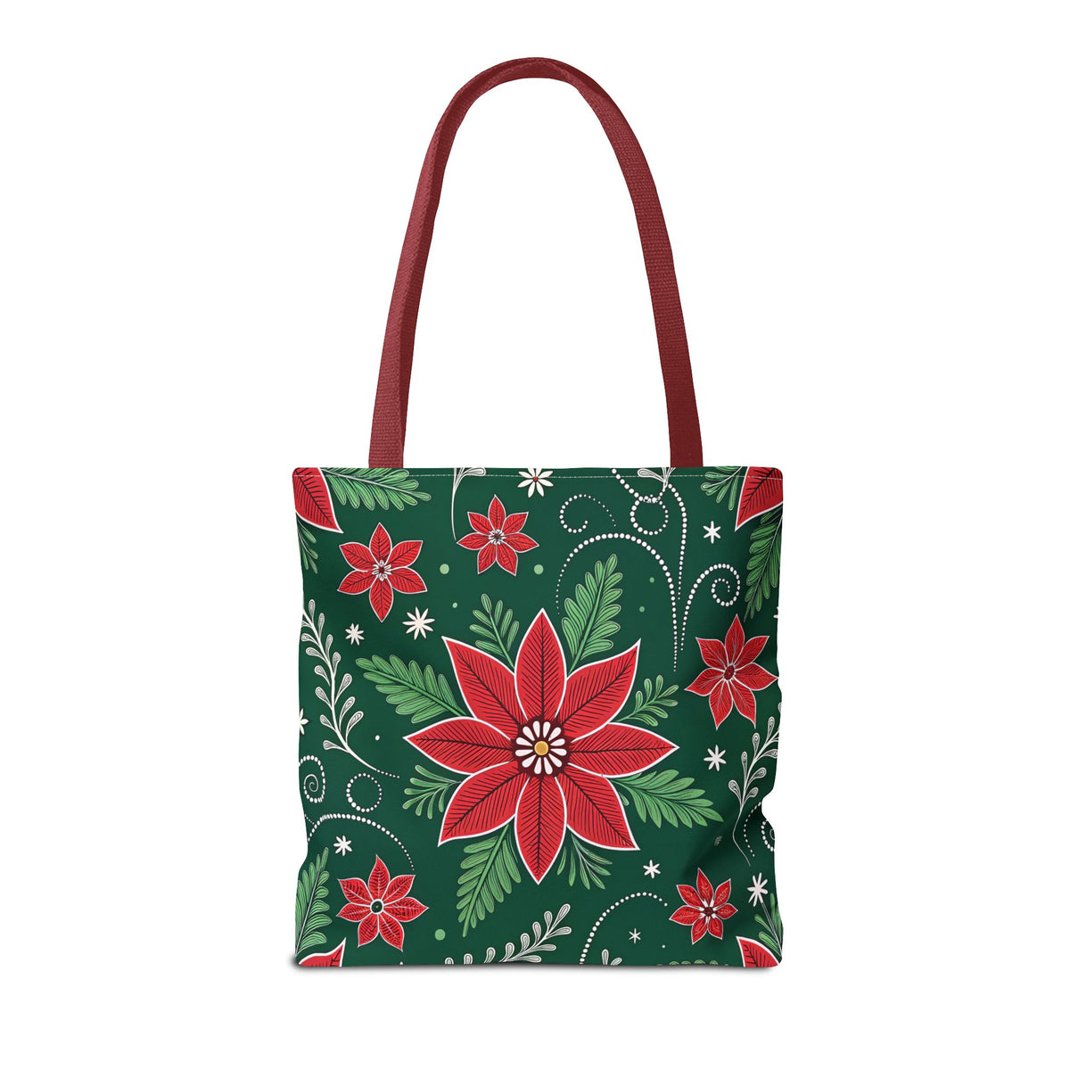Christmas Poinsettia Folk Art Tote Bag