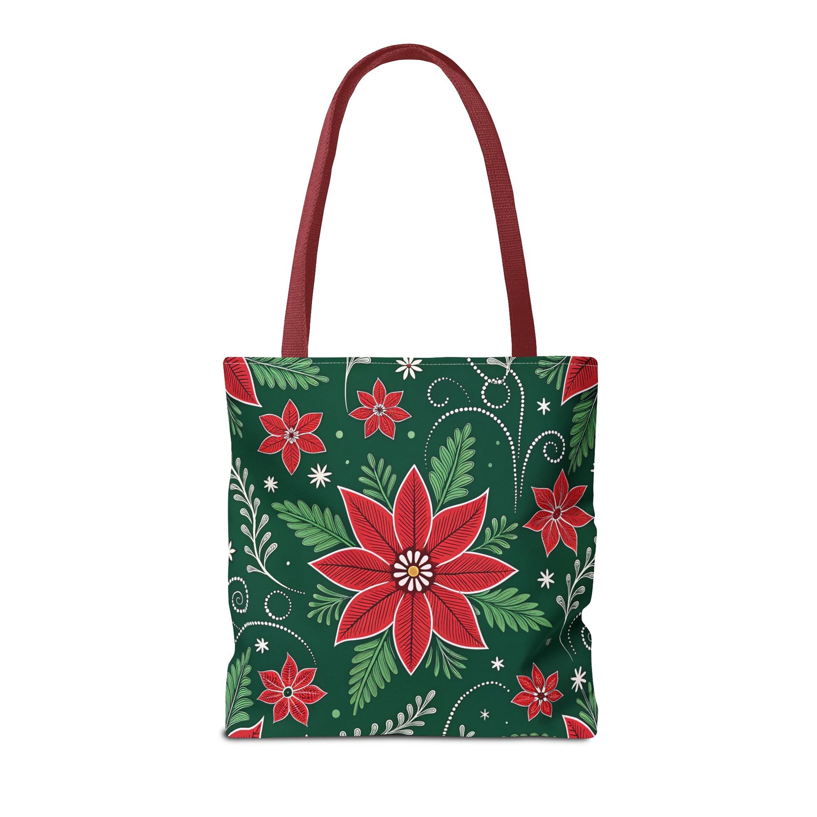 Christmas Poinsettia Folk Art Tote Bag