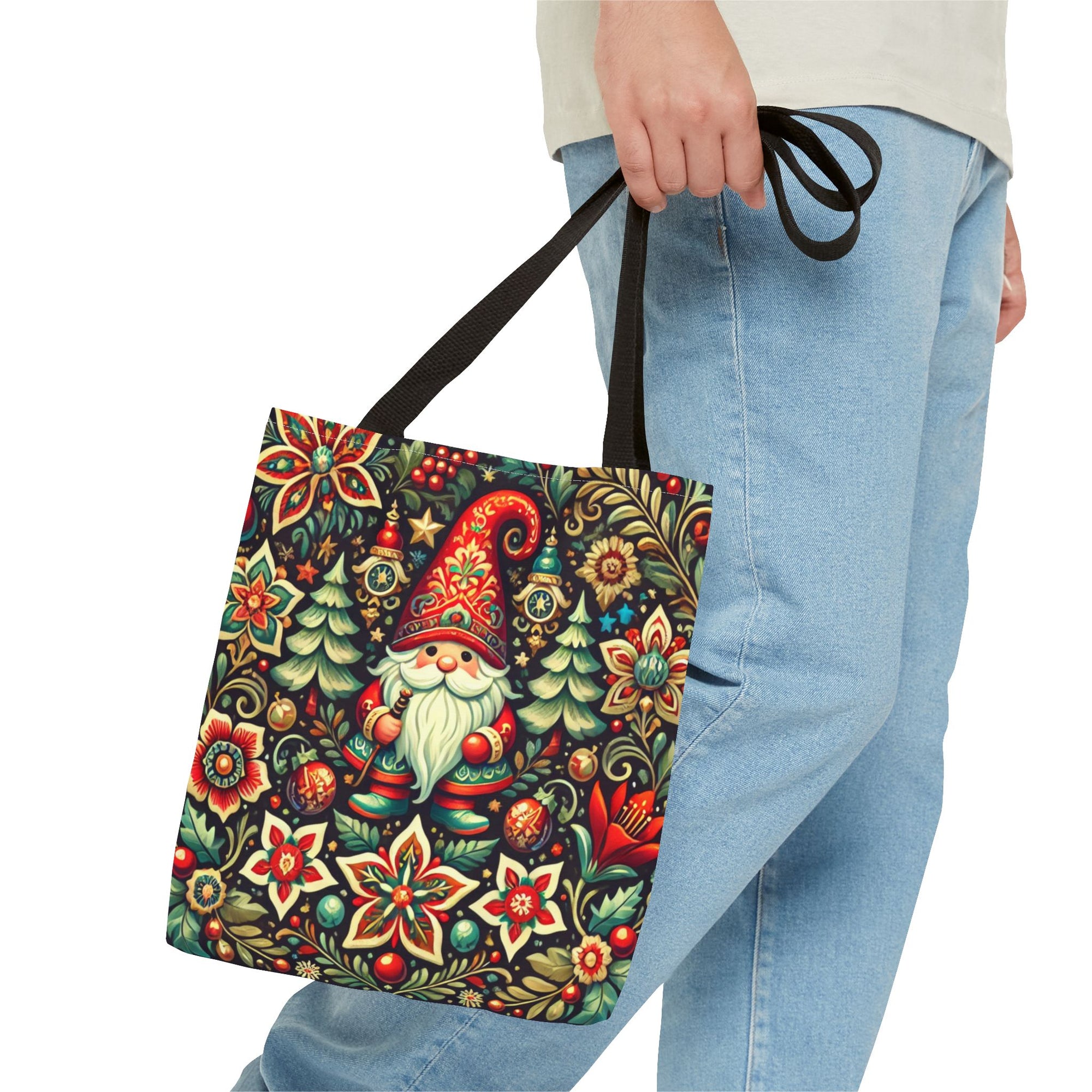 Christmas Gnome Festive Holiday Polish Folk Art Pattern Tote Bag
