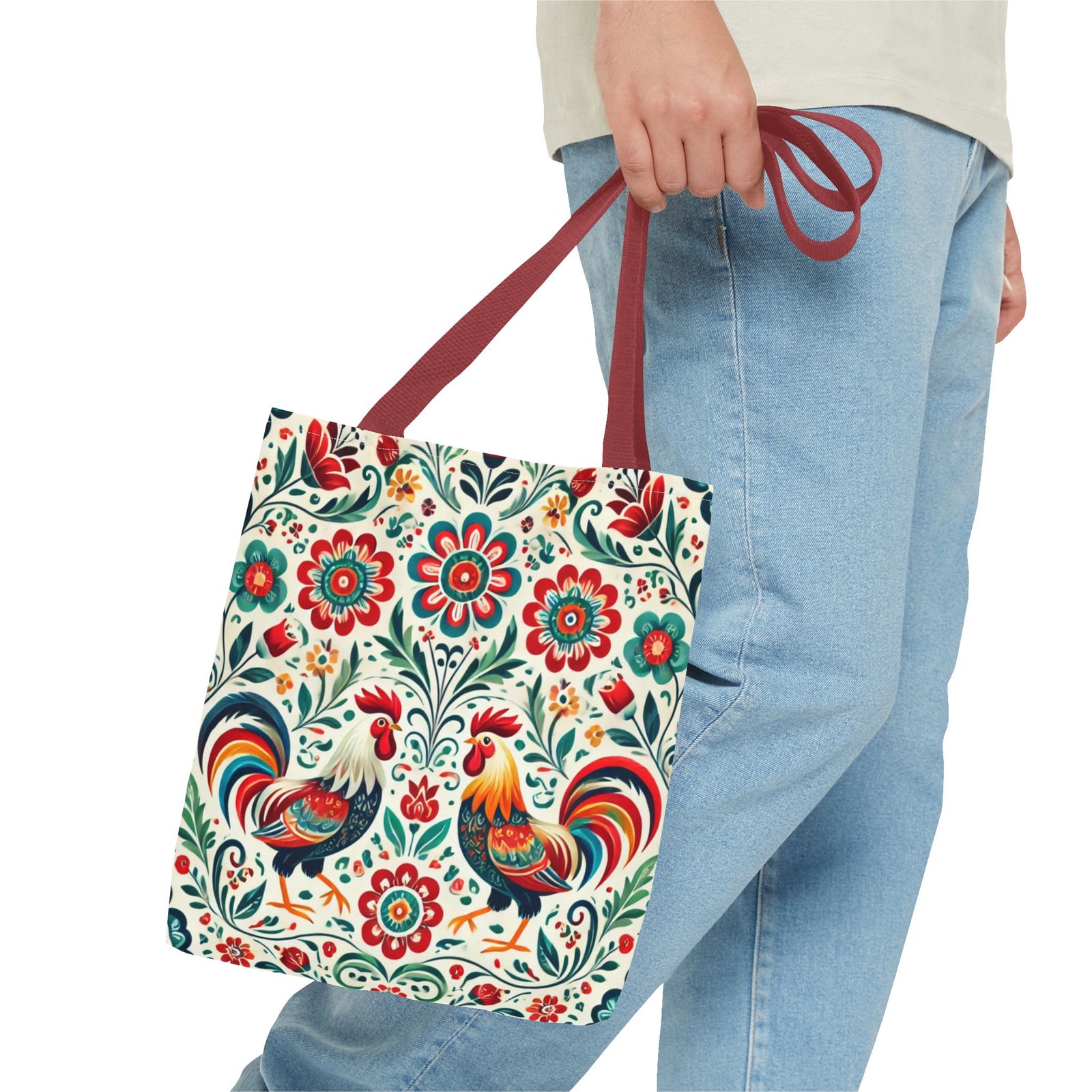 Colorful Polish Wycinanki Floral Design Tote Bag