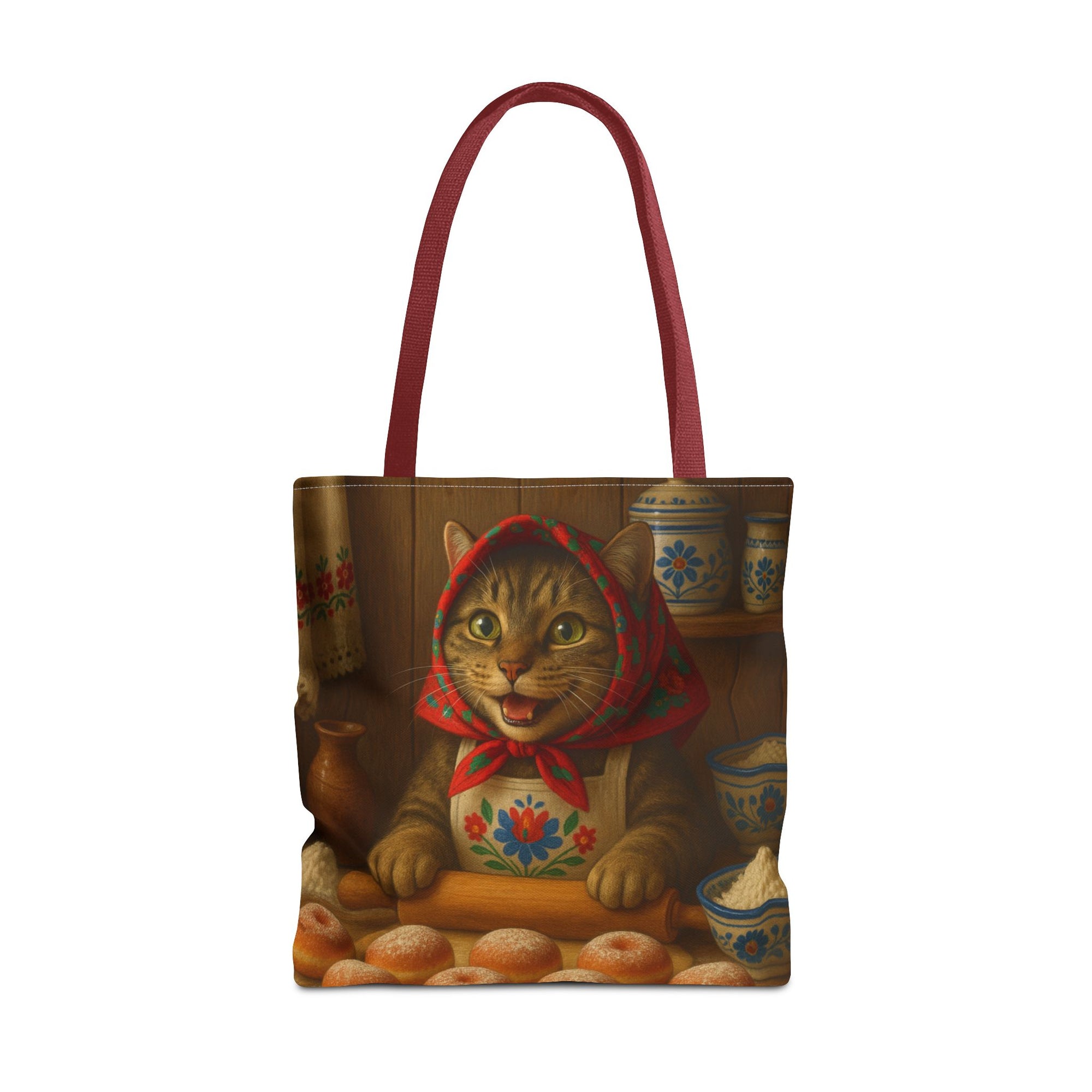 Babushka Cat Making Paczki Polish Donuts Tote Bag
