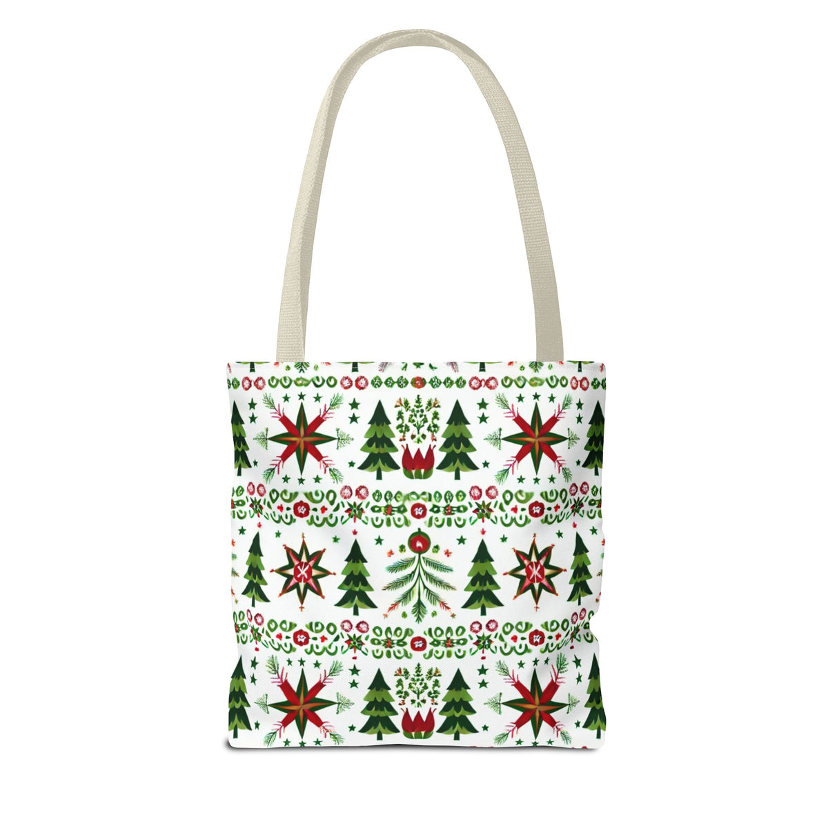 Polish Christmas Folk Art Pattern Stars Pines &amp; Florals Tote Bag