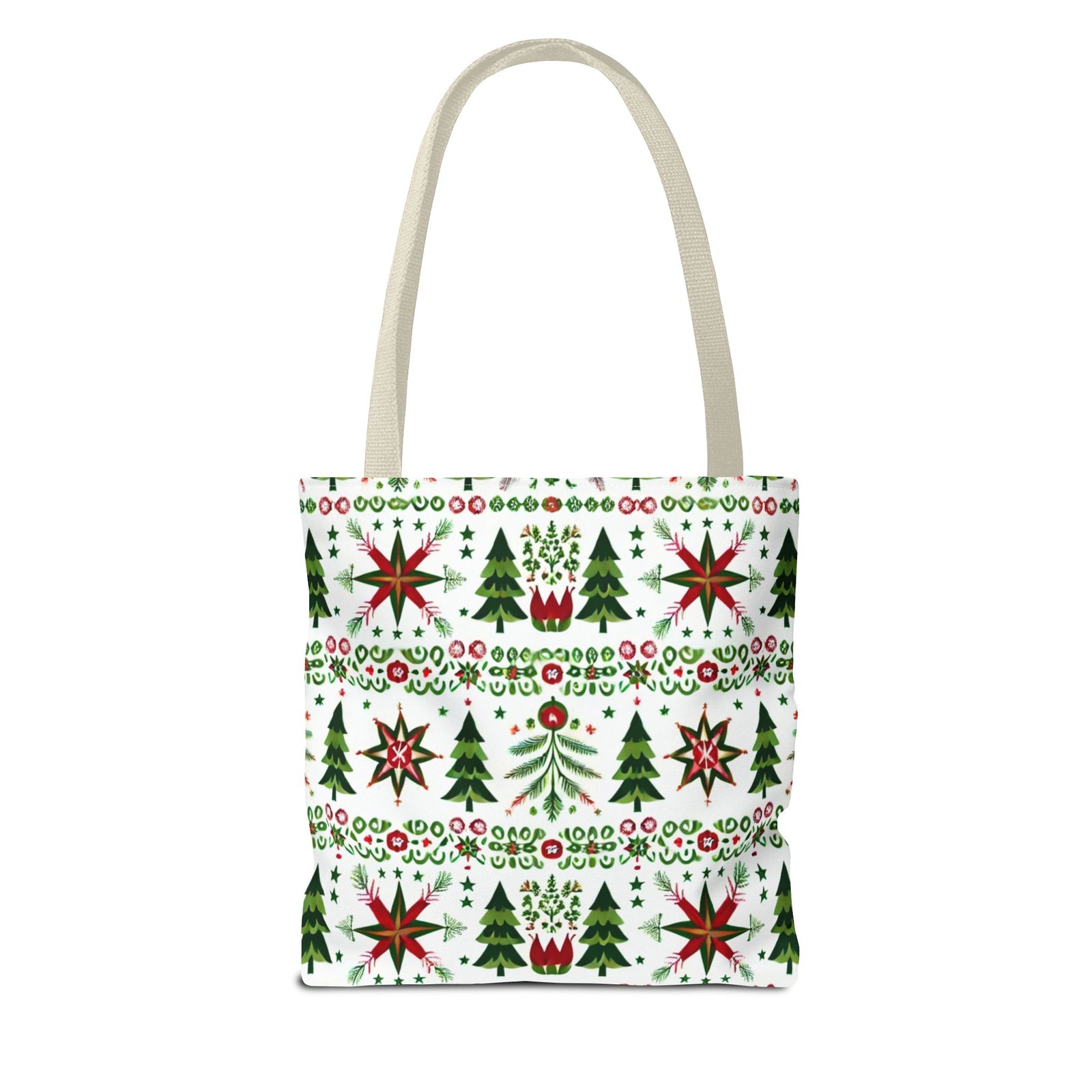 Polish Christmas Folk Art Pattern Stars Pines & Florals Tote Bag