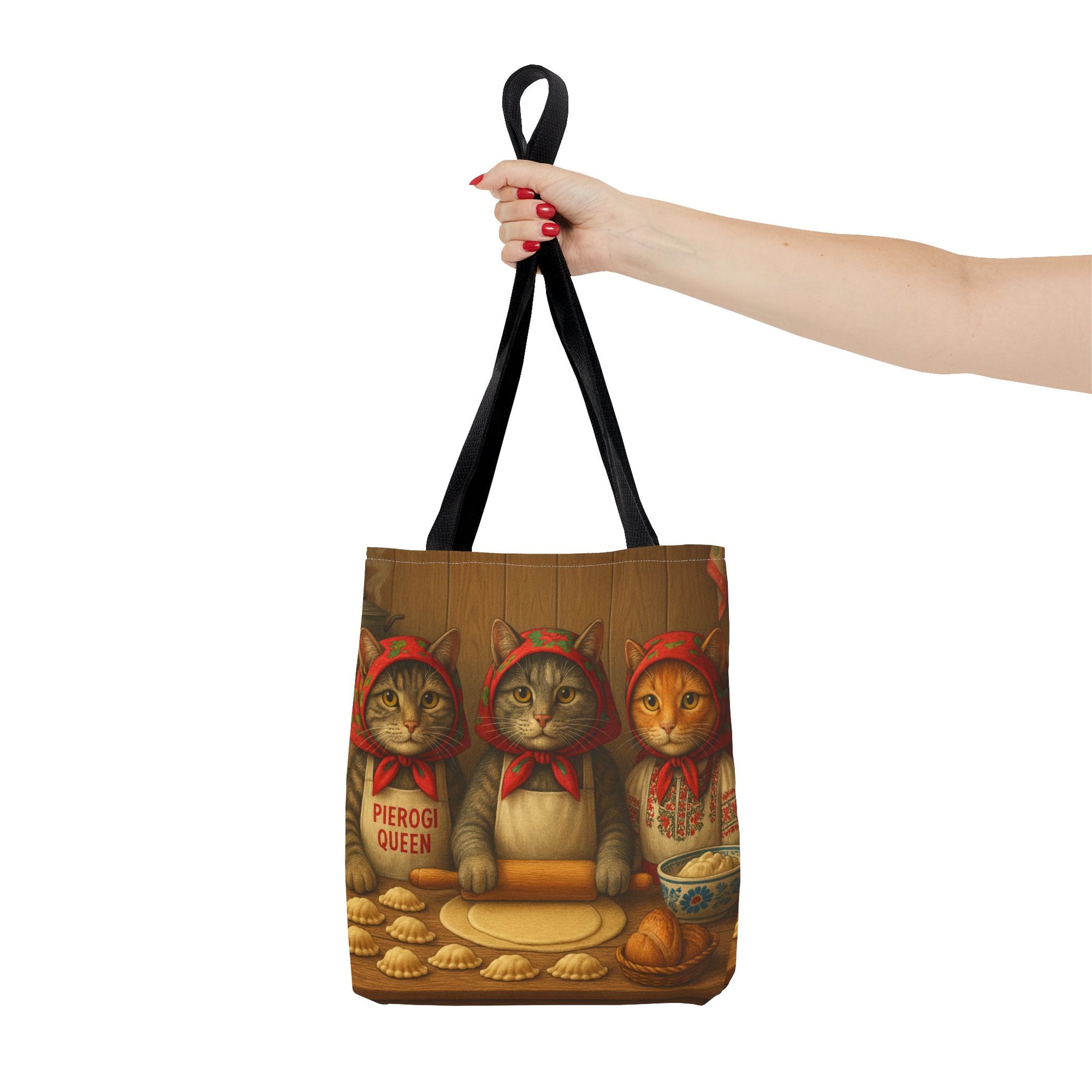 Babcia Cat Trio Making Pierogi Tote Bag