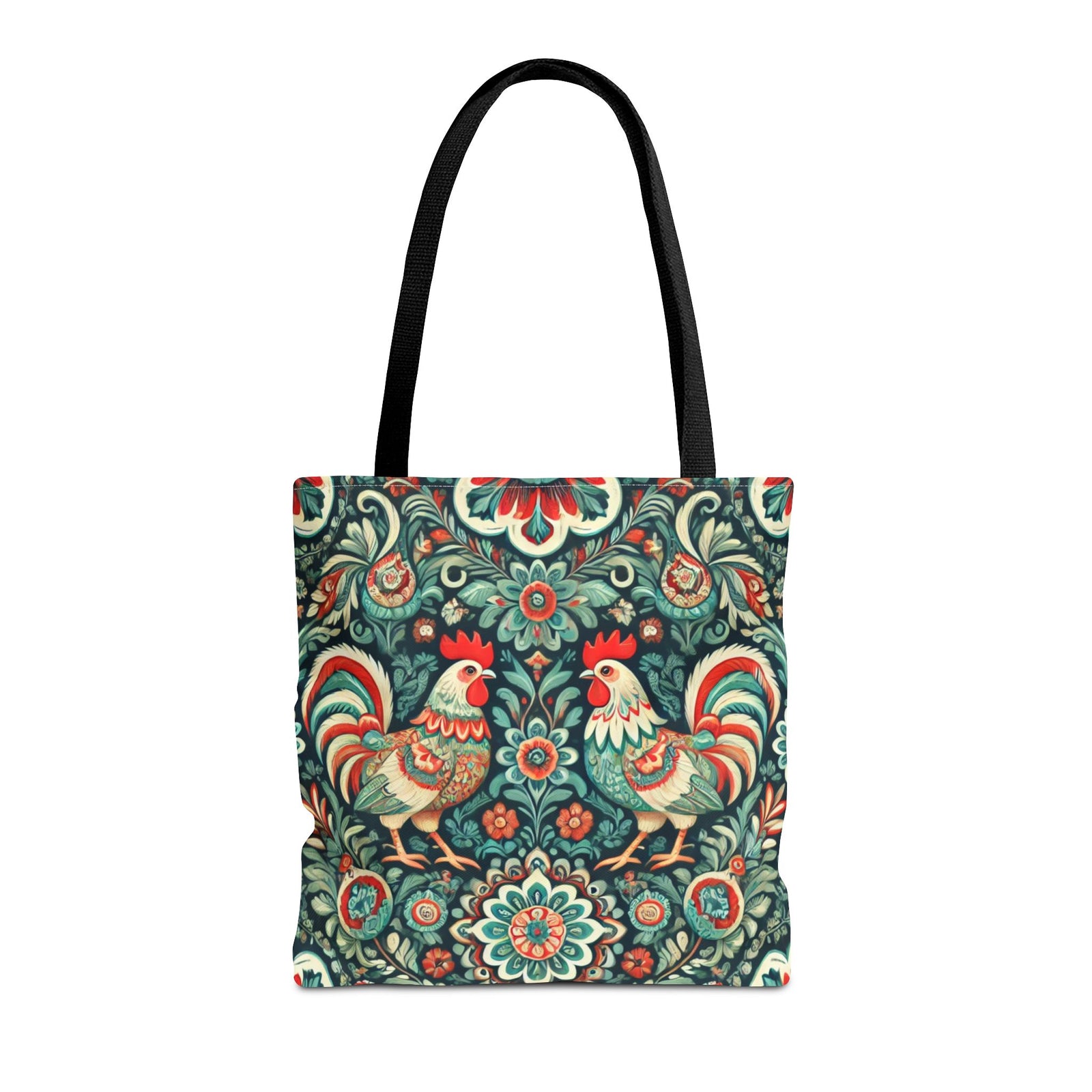Polish Wycinanki Chickens Floral Design Tote Bag