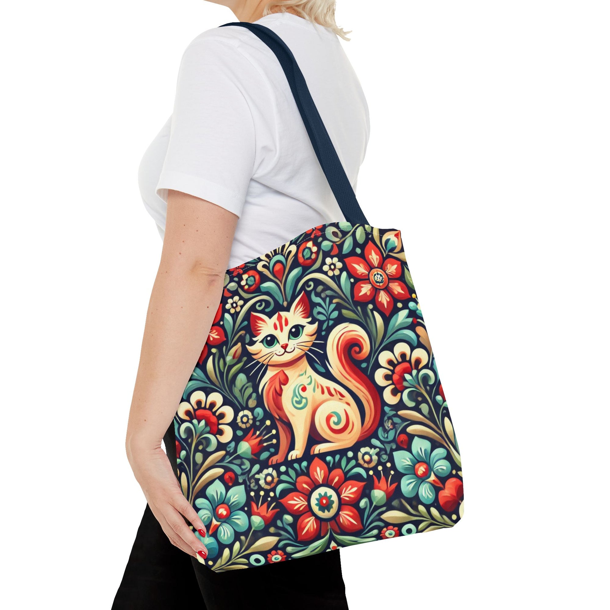 Orange Cat Folk Art Tote Bag (AOP)