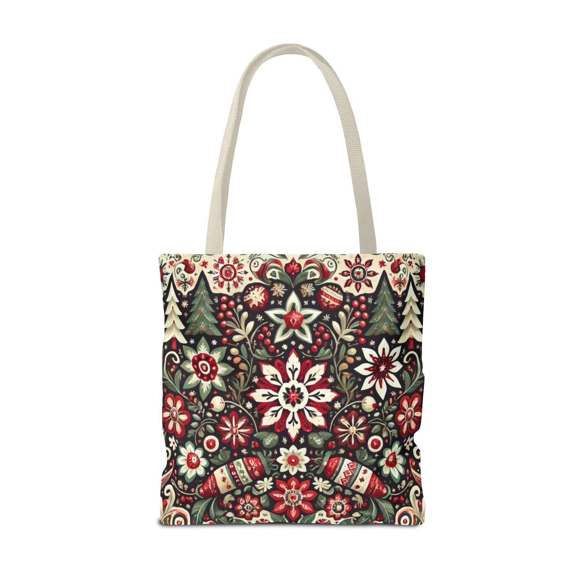 Antique Holiday Retro Christmas Folk Art Tote Bag