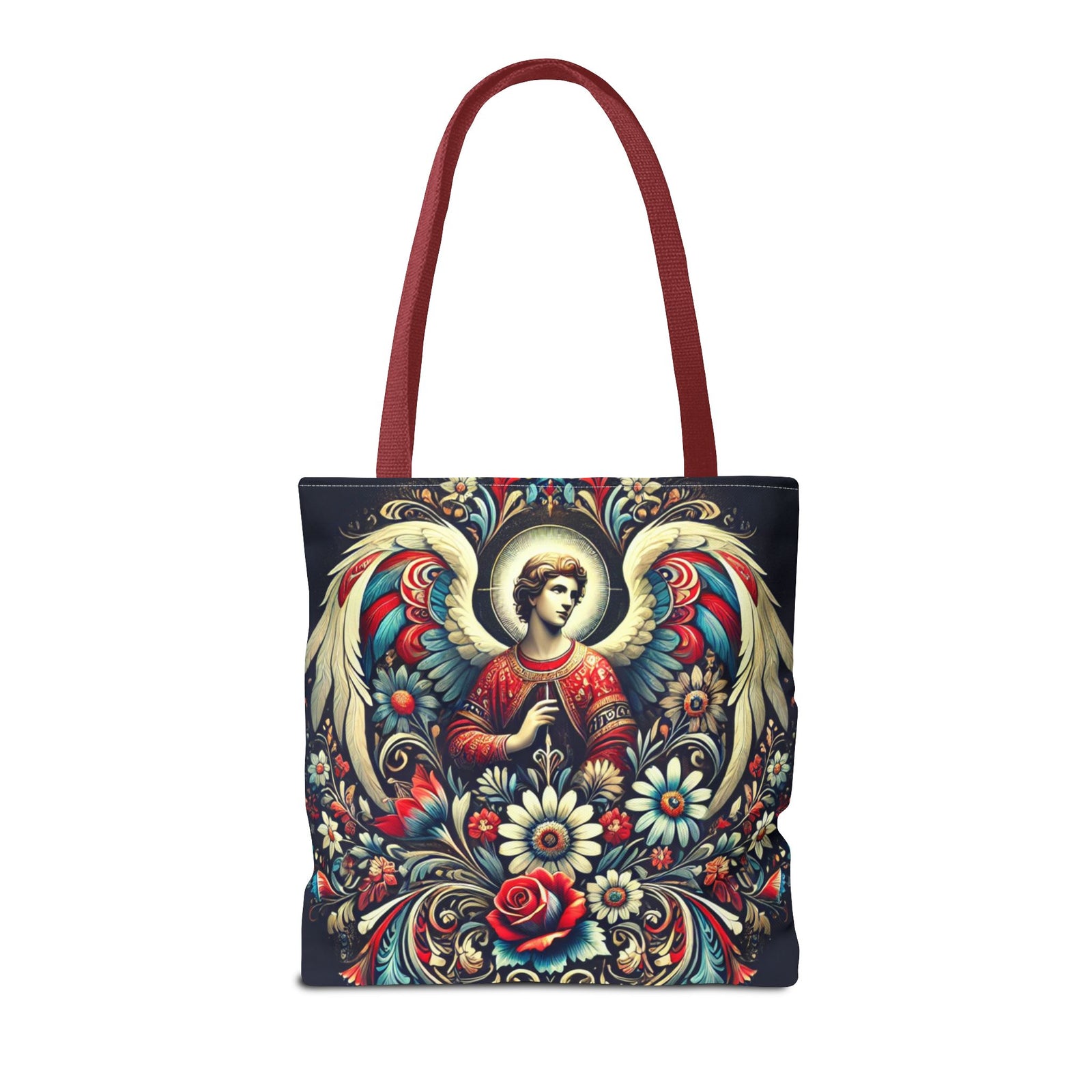 Archangel Michael Polish Floral Folk Art Tote Bag
