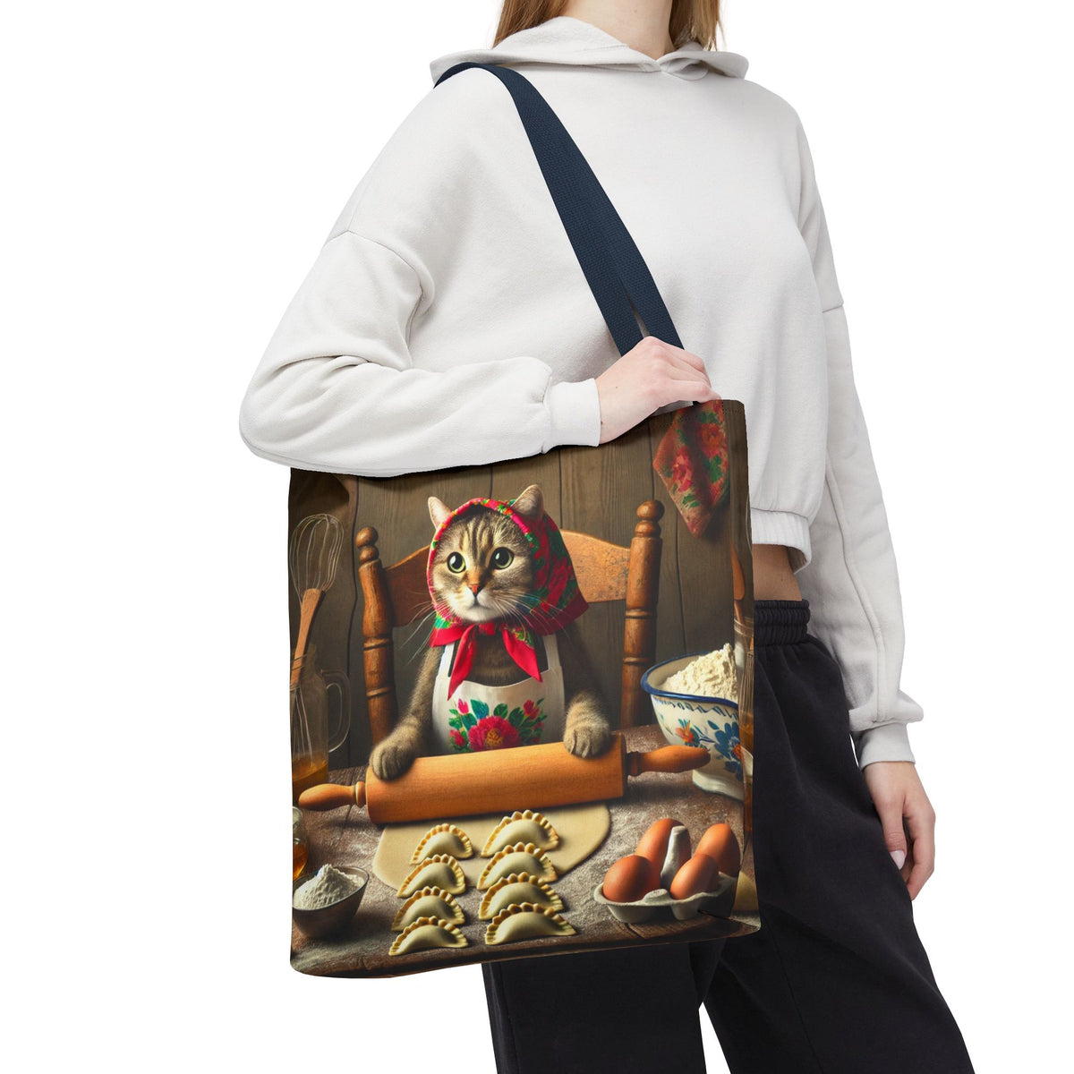 Polish Cat Making Pierogi Tote Bag