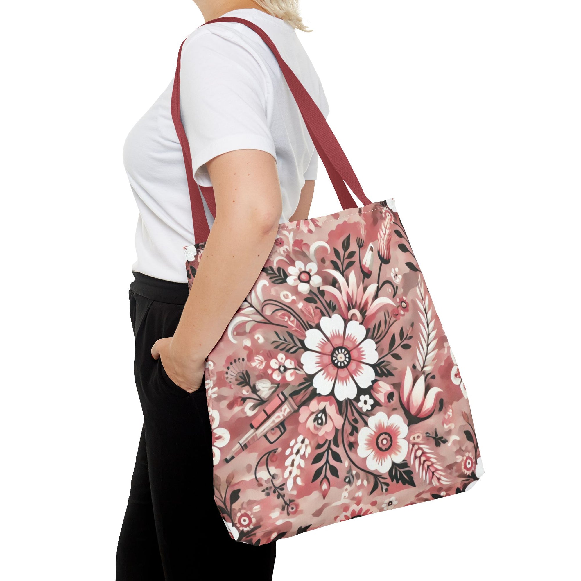 Pink Camouflage Floral Pattern Tote Bag