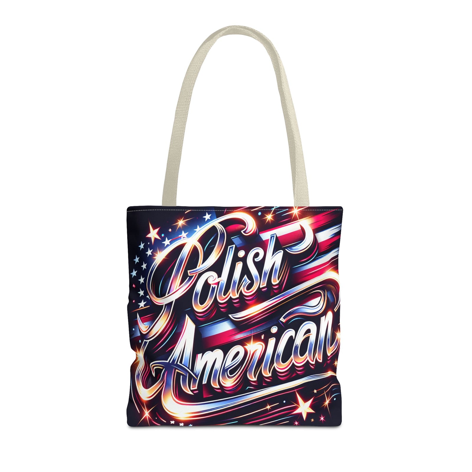 Polish American Patriotic Tote Bag - USA Flag Shoulder Bag for Independence Day