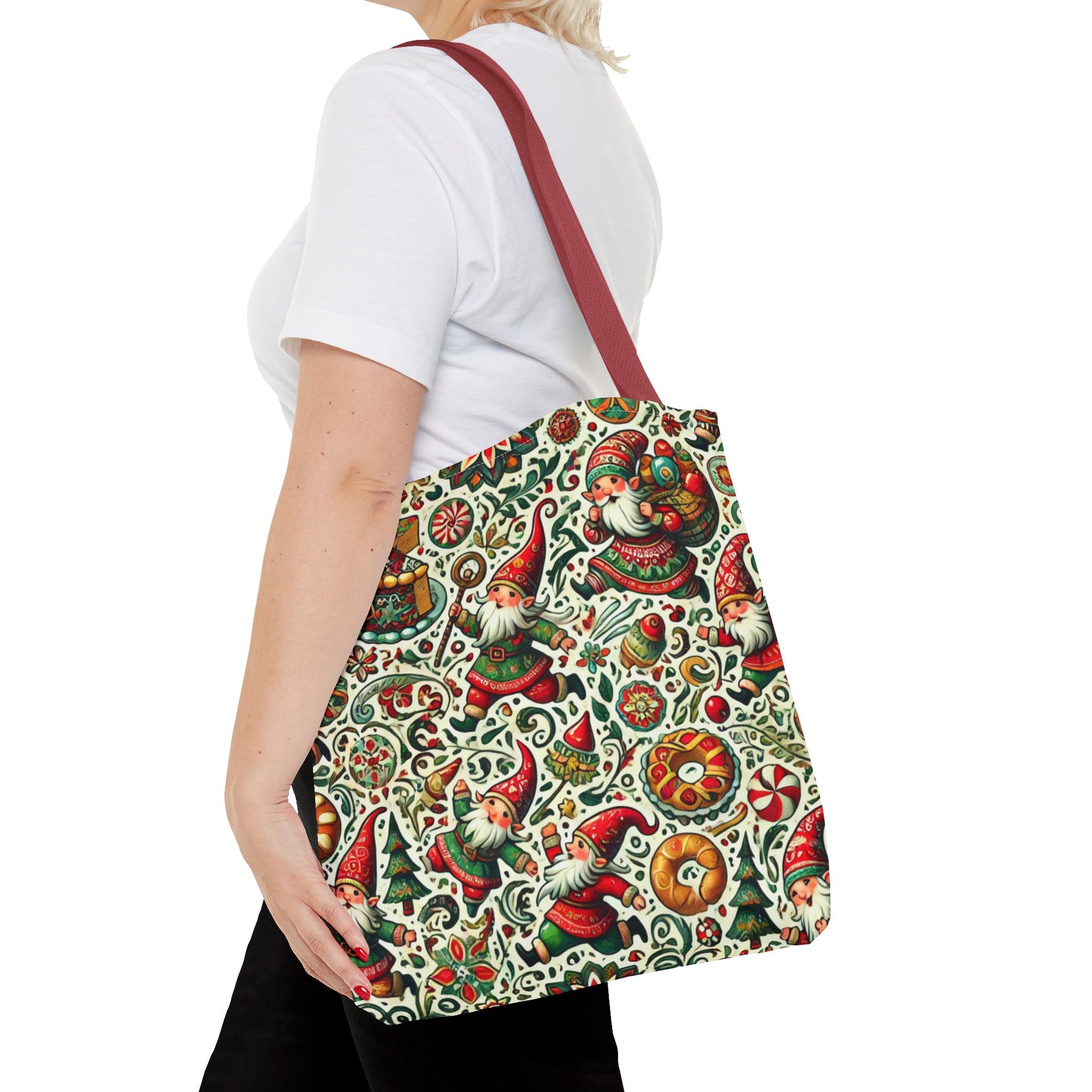 Christmas Gnomes Food Fight Whimsical Holiday Tote Bag