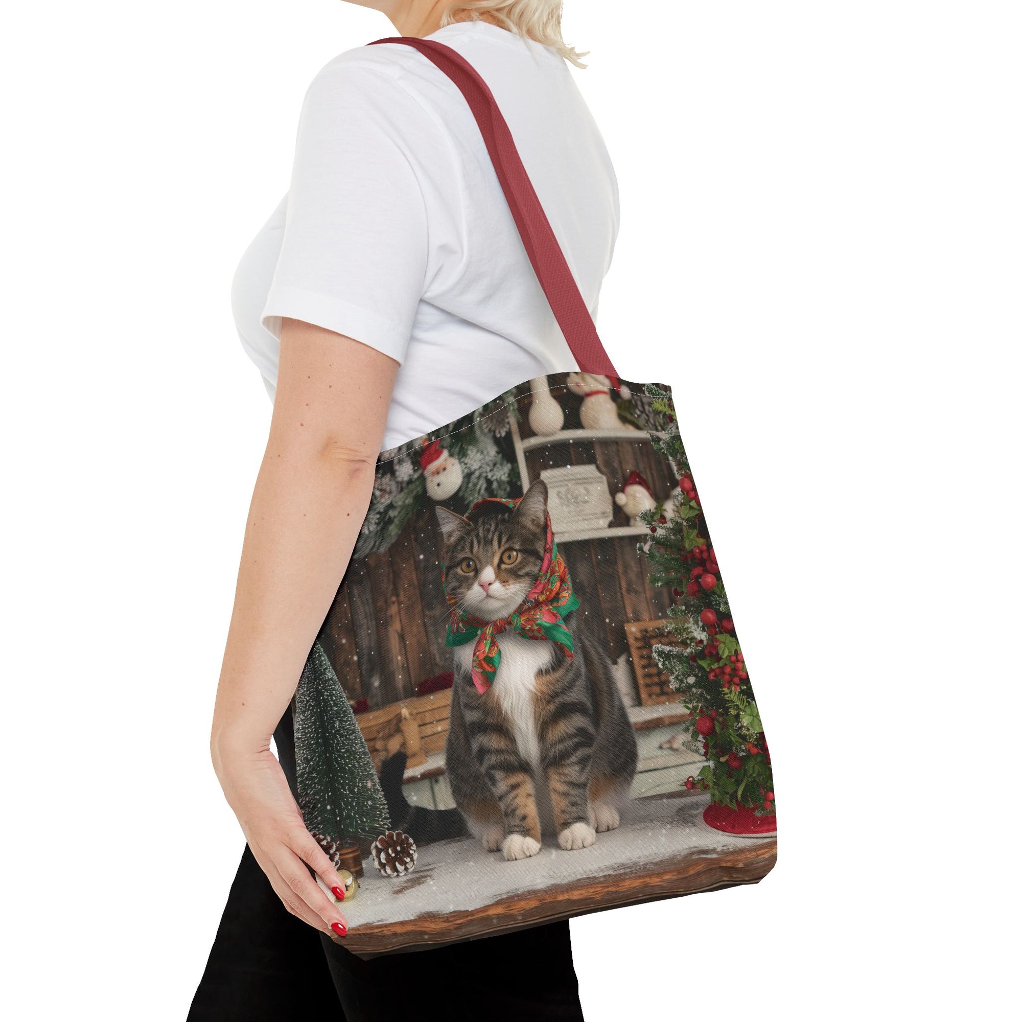 Babushka Cat Holiday Christmas Tote Bag