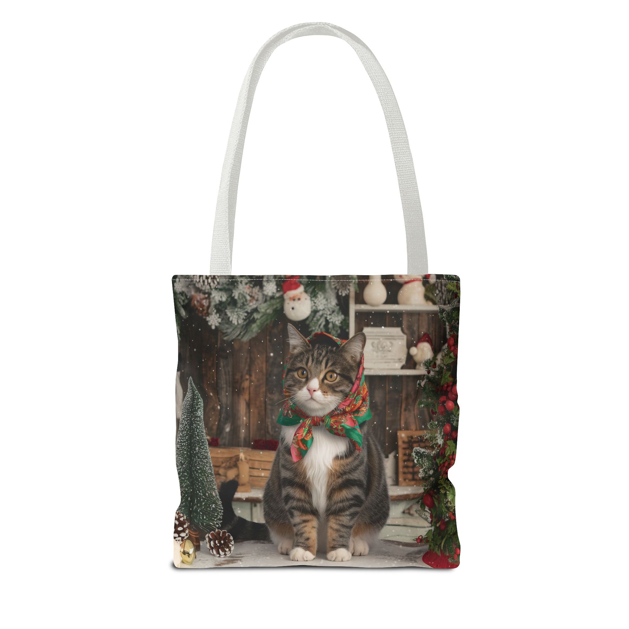 Babushka Cat Holiday Christmas Tote Bag