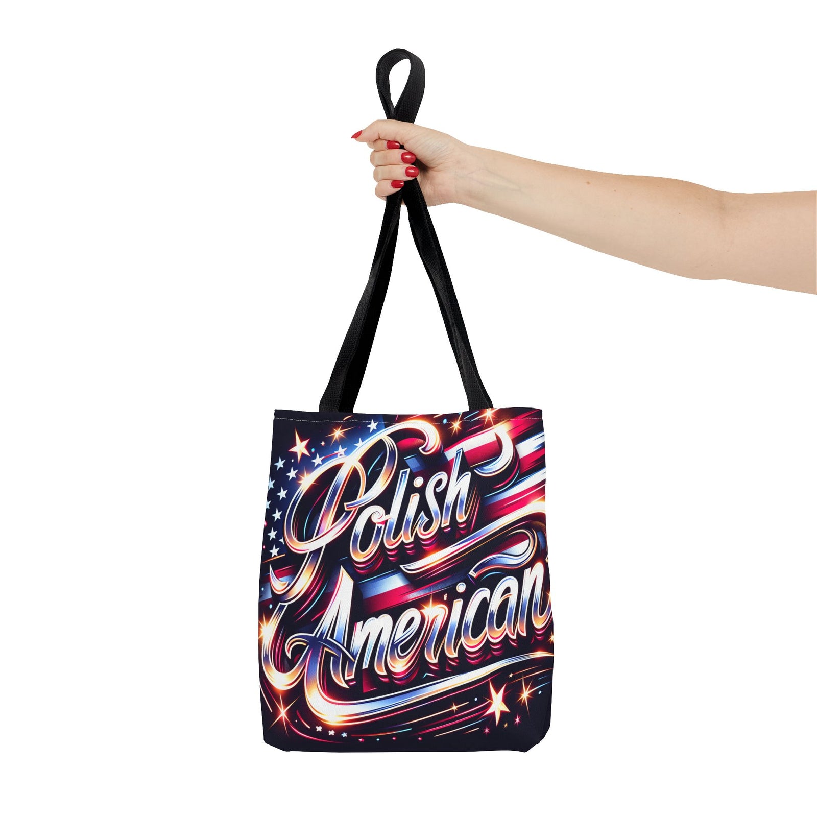Polish American Patriotic Tote Bag - USA Flag Shoulder Bag for Independence Day