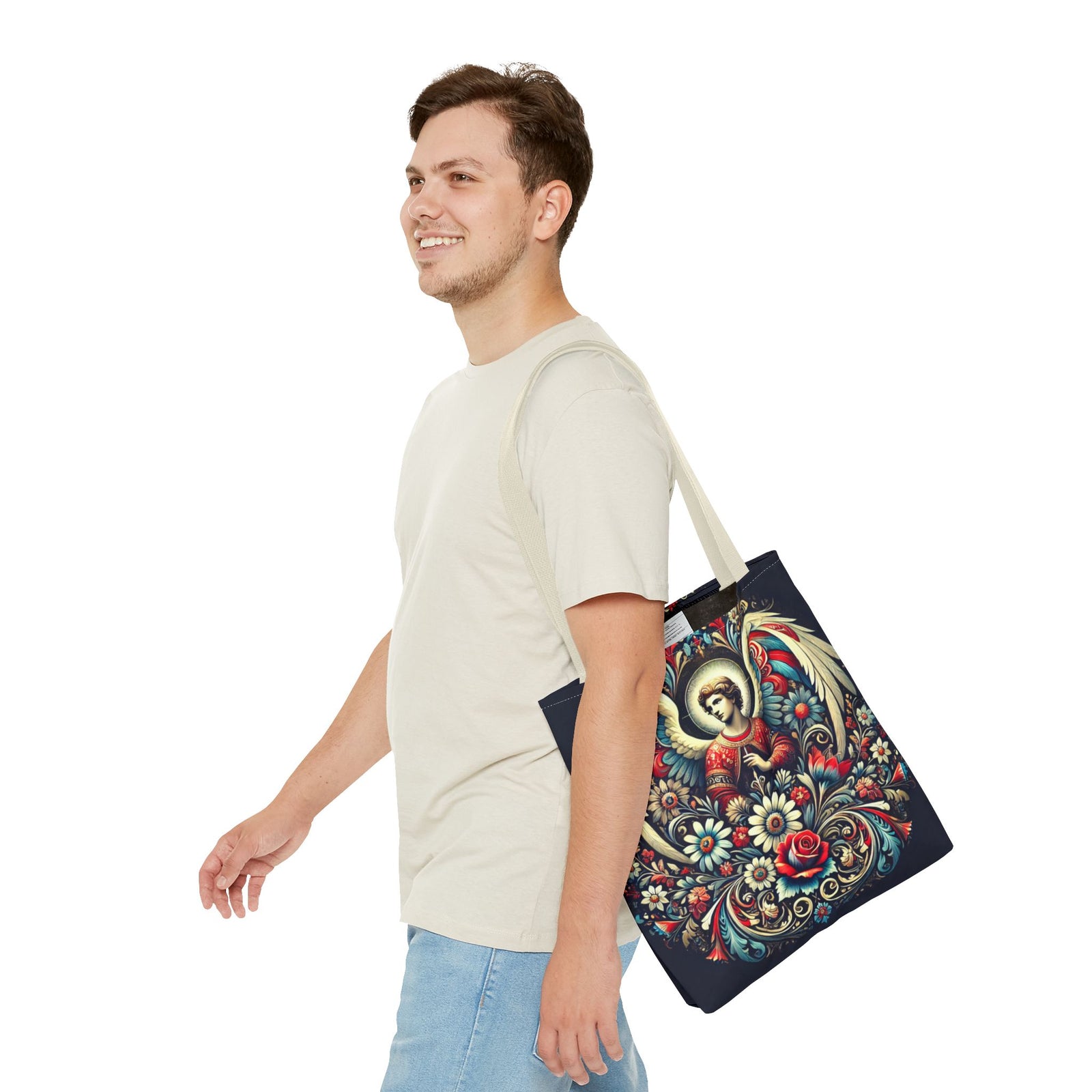 Archangel Michael Polish Floral Folk Art Tote Bag