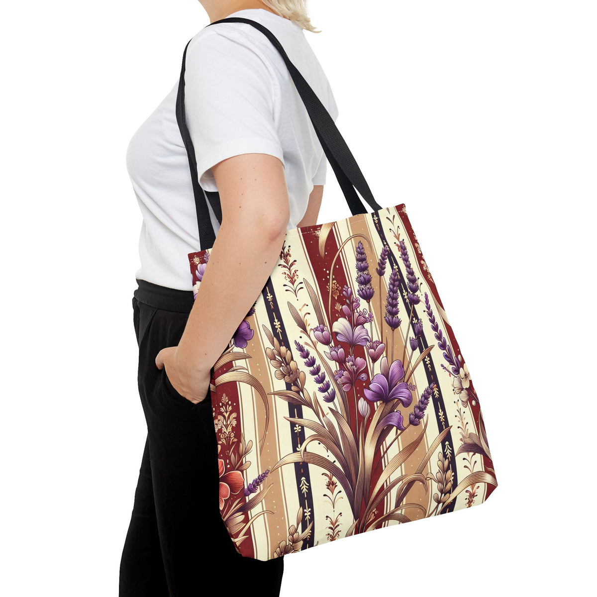 Lavender Floral Pattern Tote Bag