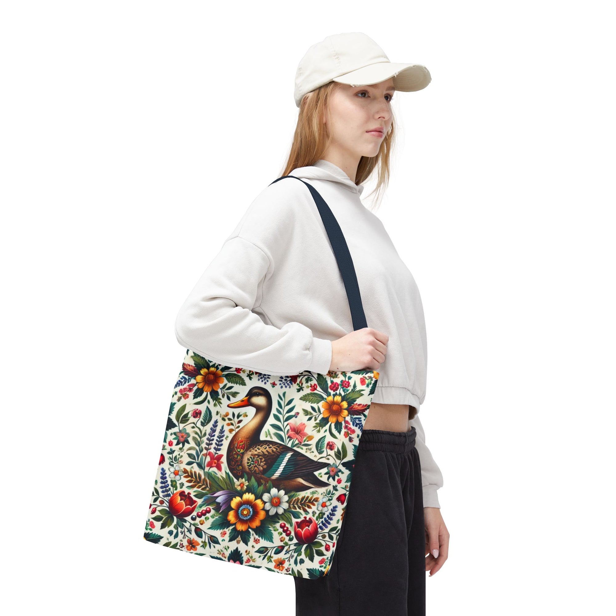 Duck Folk Art Floral Tote Bag