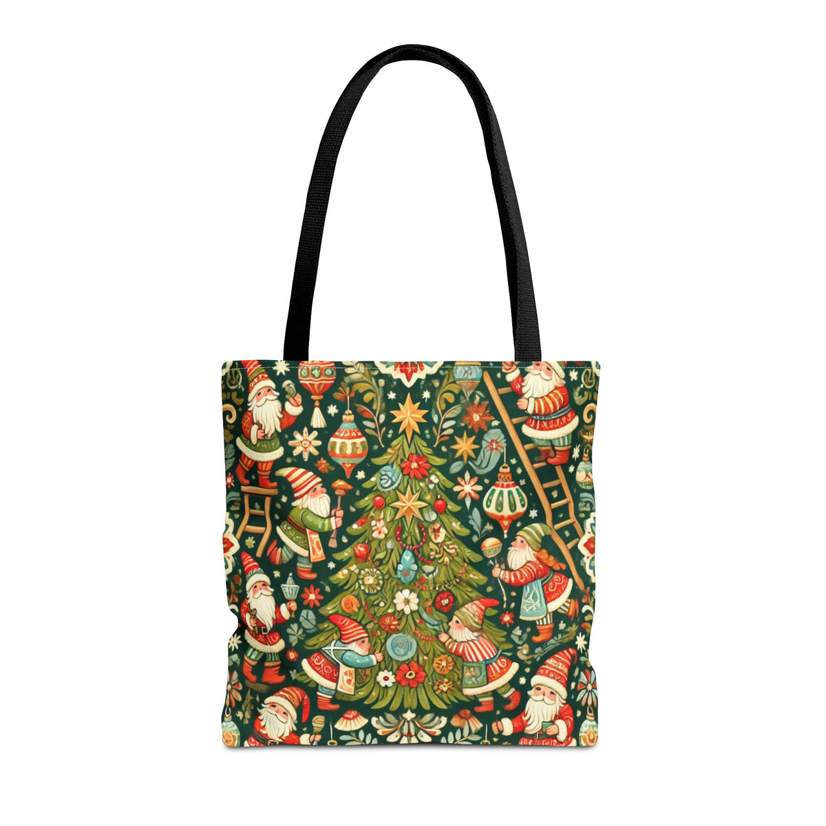 Christmas Gnomes Decorating Tree Holiday Tote Bag