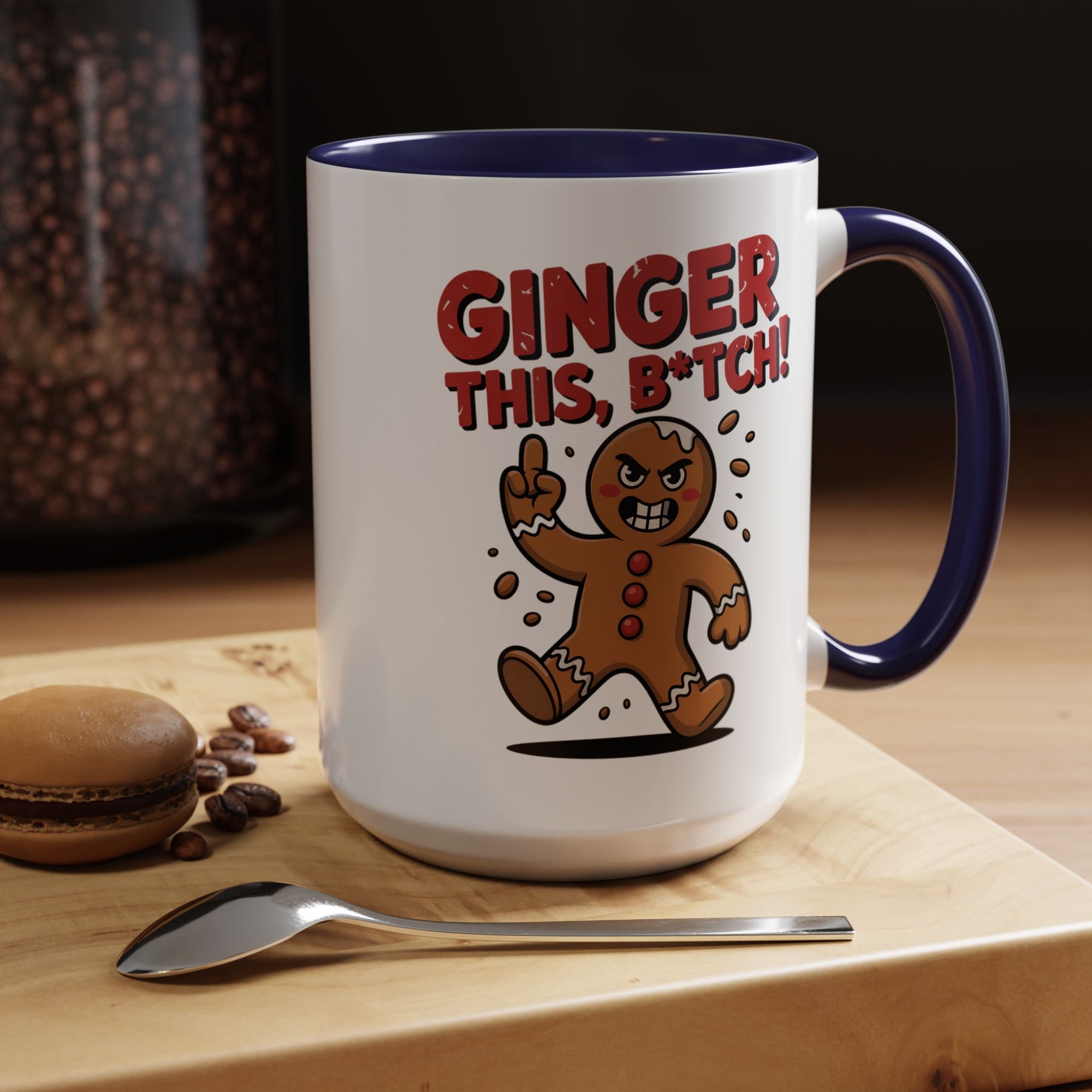 Angry Gingerbread Man Coffee Mug With Color Inside