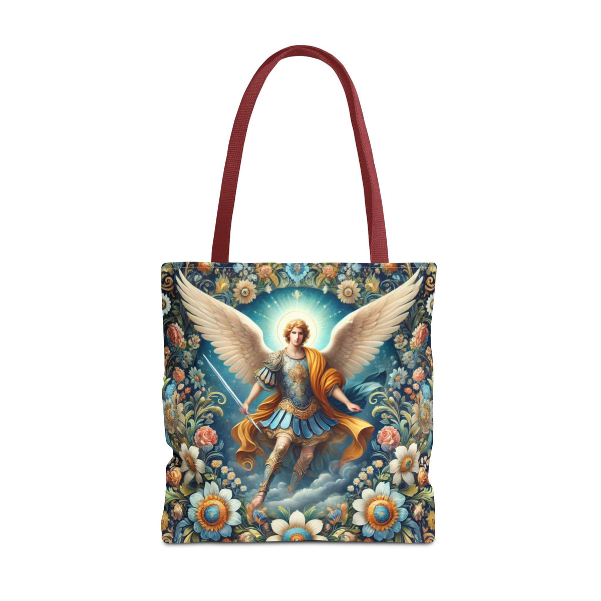 Archangel Michael Floral Tote Bag