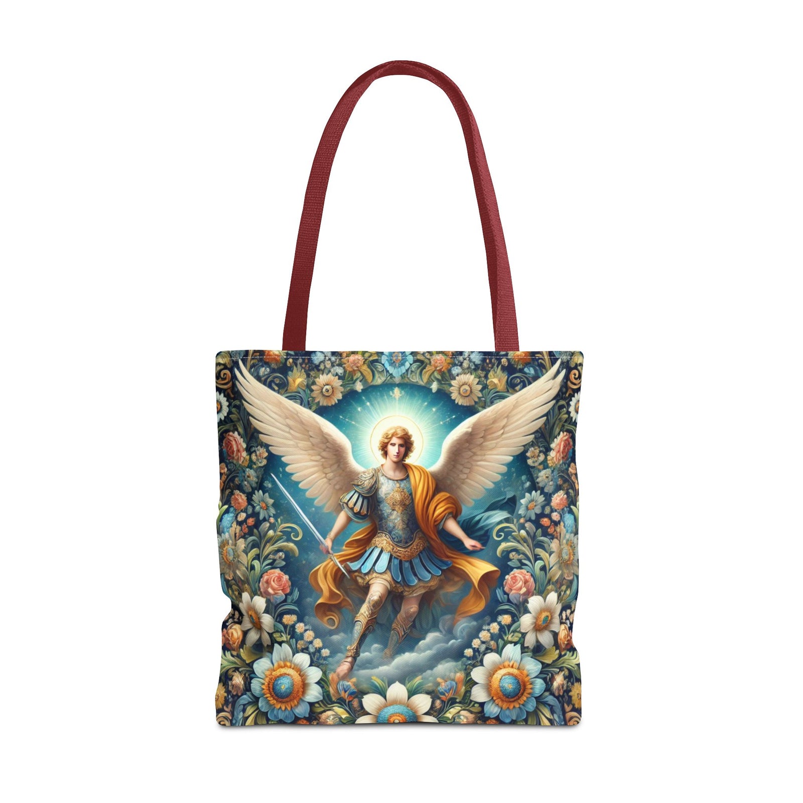 Archangel Michael Floral Tote Bag