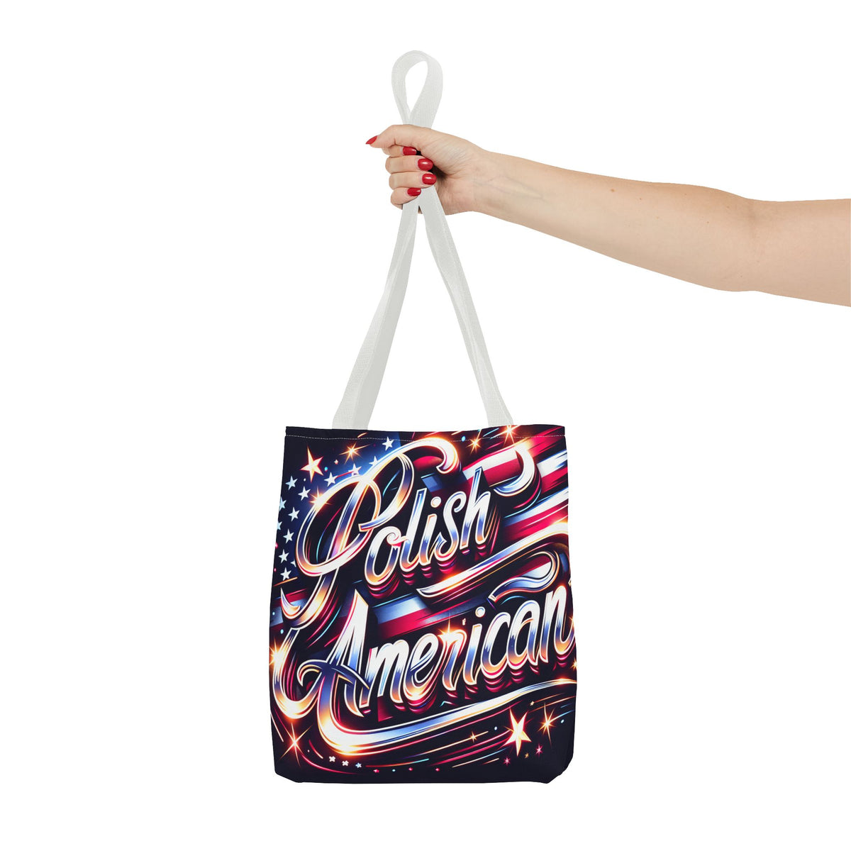 Polish American Patriotic Tote Bag - USA Flag Shoulder Bag for Independence Day